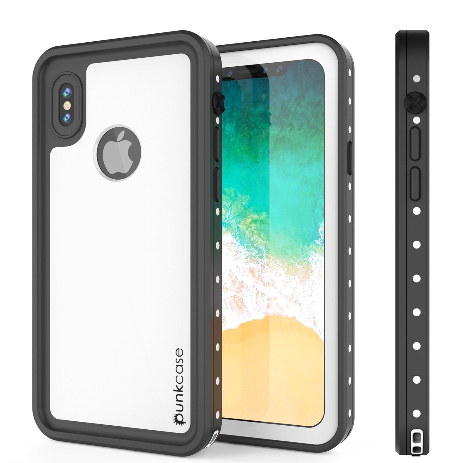 iPhone X Waterproof IP68 Case, Punkcase [White] [StudStar Series] [Slim Fit] [Dirtproof] (Color in image: light blue)