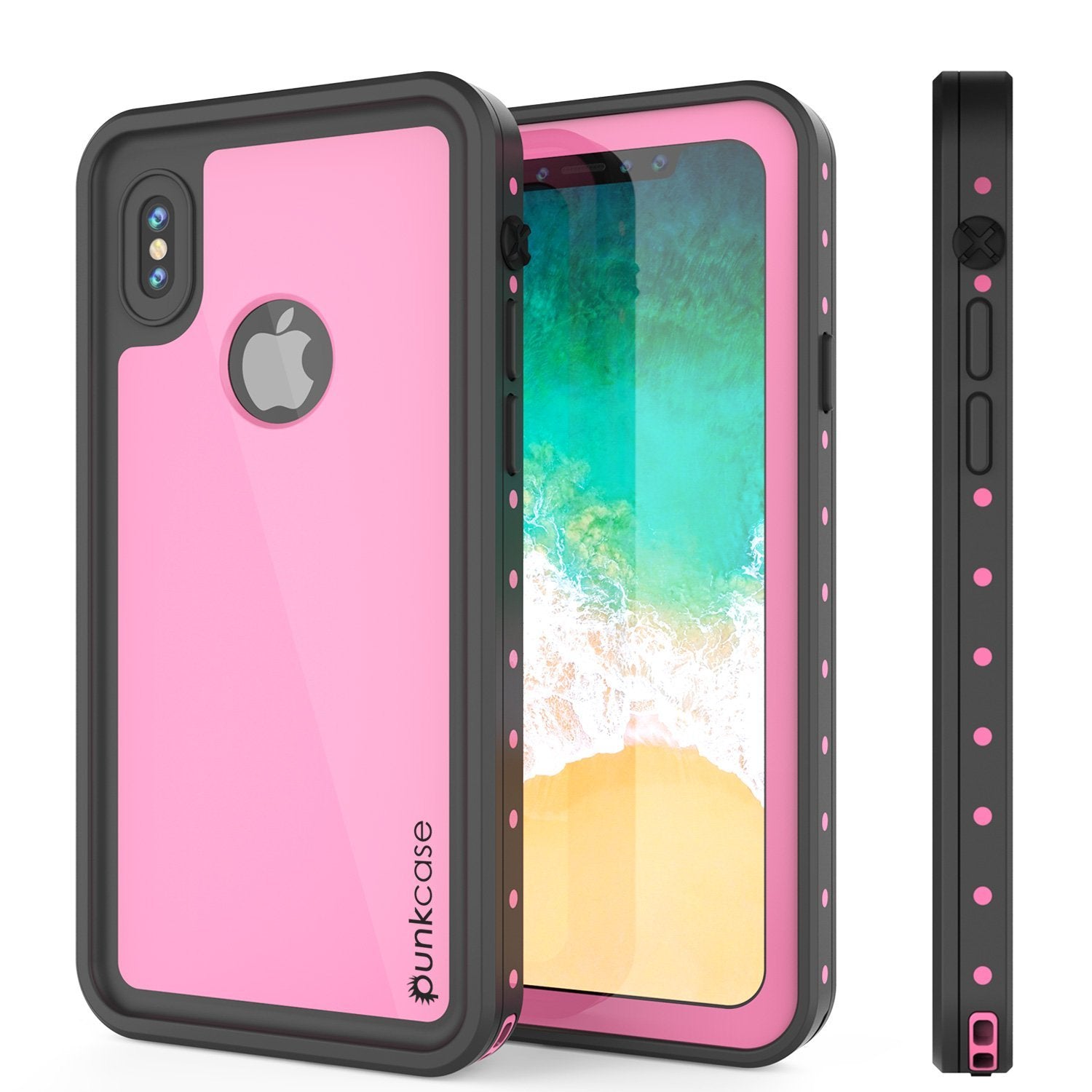 iPhone X Waterproof IP68 Case, Punkcase [Pink] [StudStar Series] [Slim Fit] [Dirtproof] (Color in image: teal)