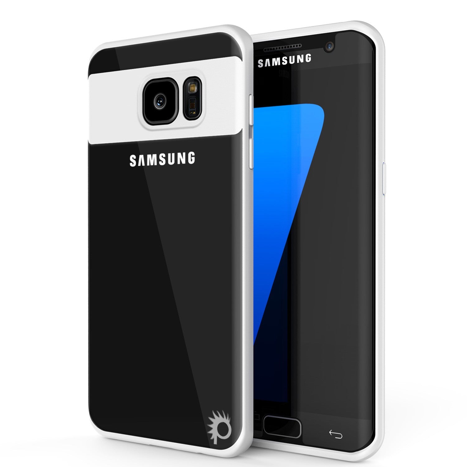 Capa Galaxy S7 Edge [Série MÁSCARA] [BRANCA] Capa Híbrida de Duas Camadas de Corpo Inteiro com Proteção TPU e Protetor de Tela PUNKSHIELD