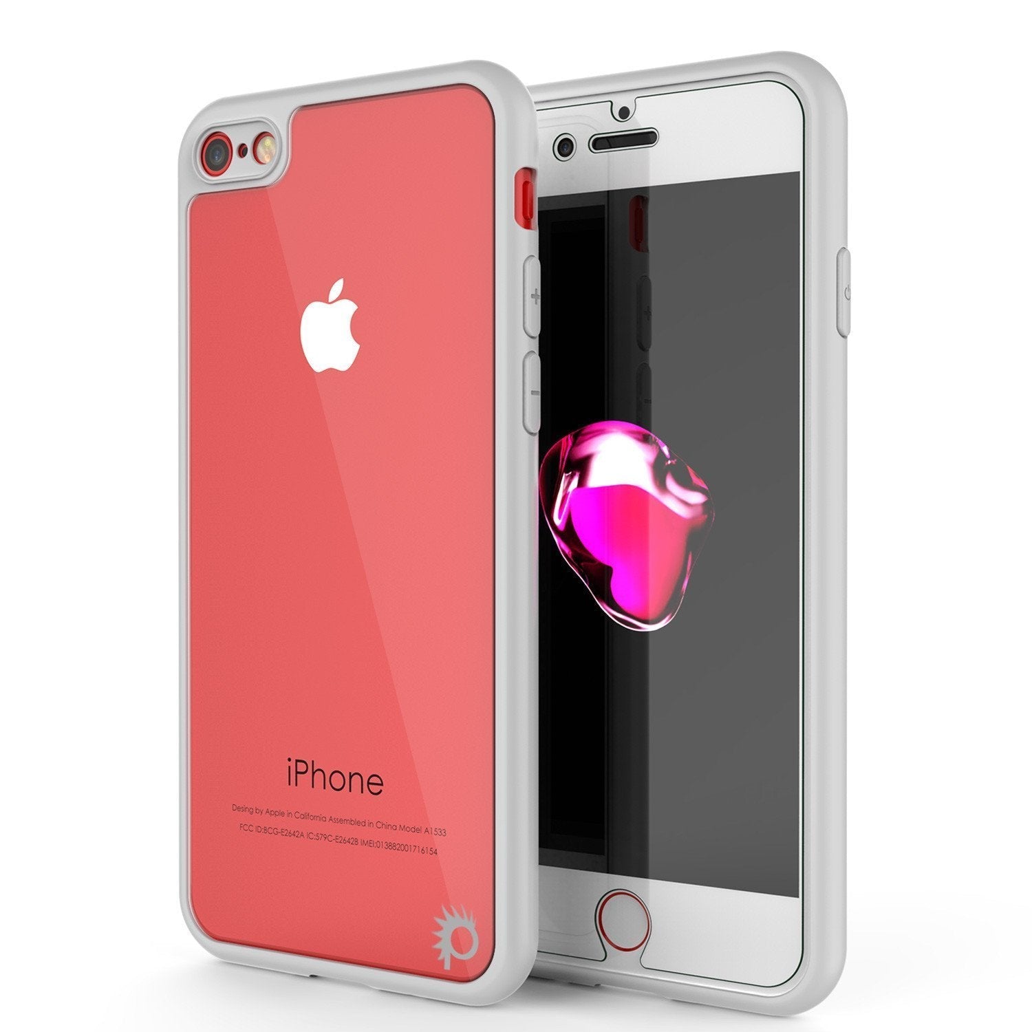 Capa para iPhone SE (4.7") [Série MÁSCARA] [BRANCO] Capa híbrida de camada dupla TPU de corpo inteiro com protetor de tela de vidro temperado protetor.