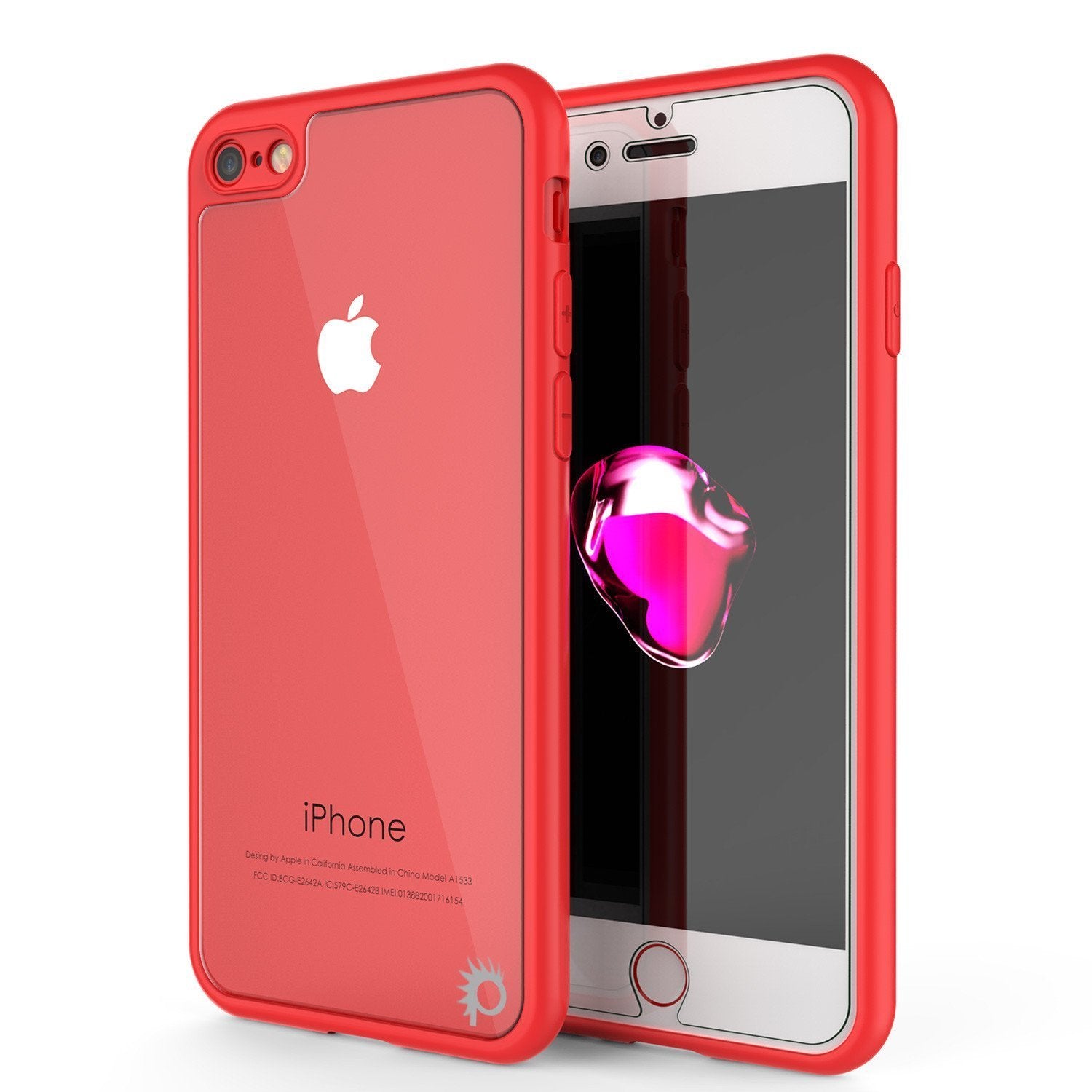 Capa para iPhone SE (4.7") [Série MÁSCARA] [VERMELHO] Cobertura Híbrida de Dupla Camada TPU de Corpo Inteiro com Protetor de Tela de Vidro Temperado Protetor