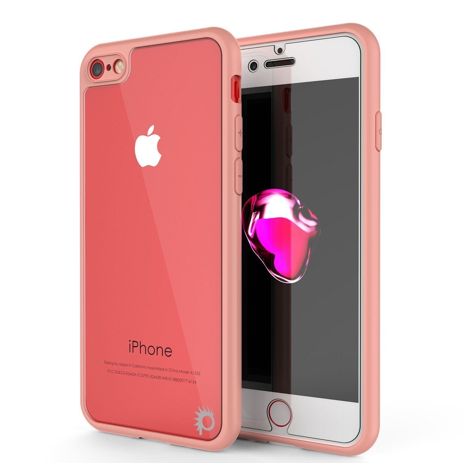 Capa para iPhone SE (4,7") da série [MASK] [ROSA] com camada dupla híbrida de TPU e protetor de tela de vidro temperado protetor de corpo inteiro