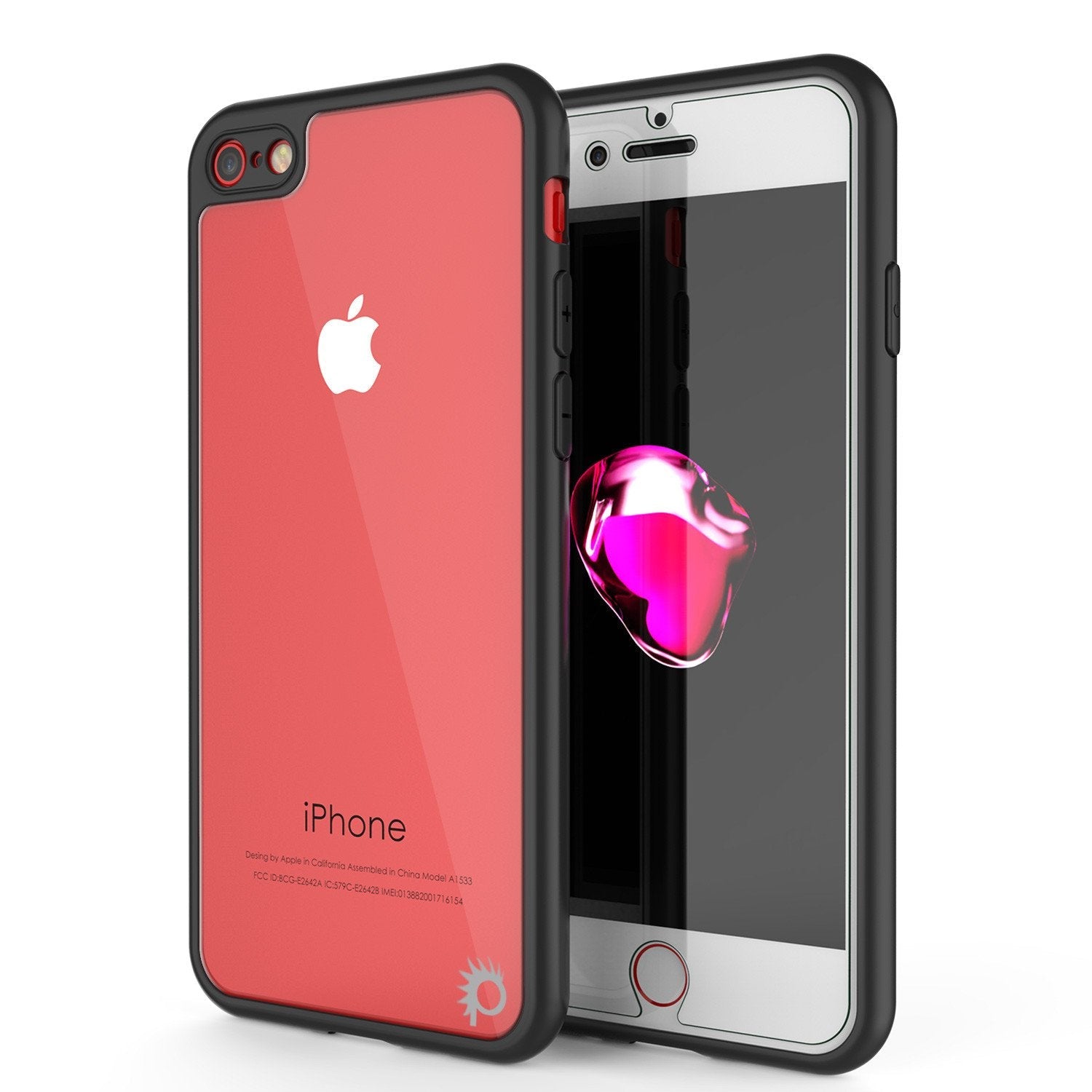 Capa de iPhone 8 [Série MÁSCARA] [PRETA] Cobertura Híbrida de Camada Dupla TPU para todo o Corpo com Protetor de Tela de Vidro Temperado Protetor
