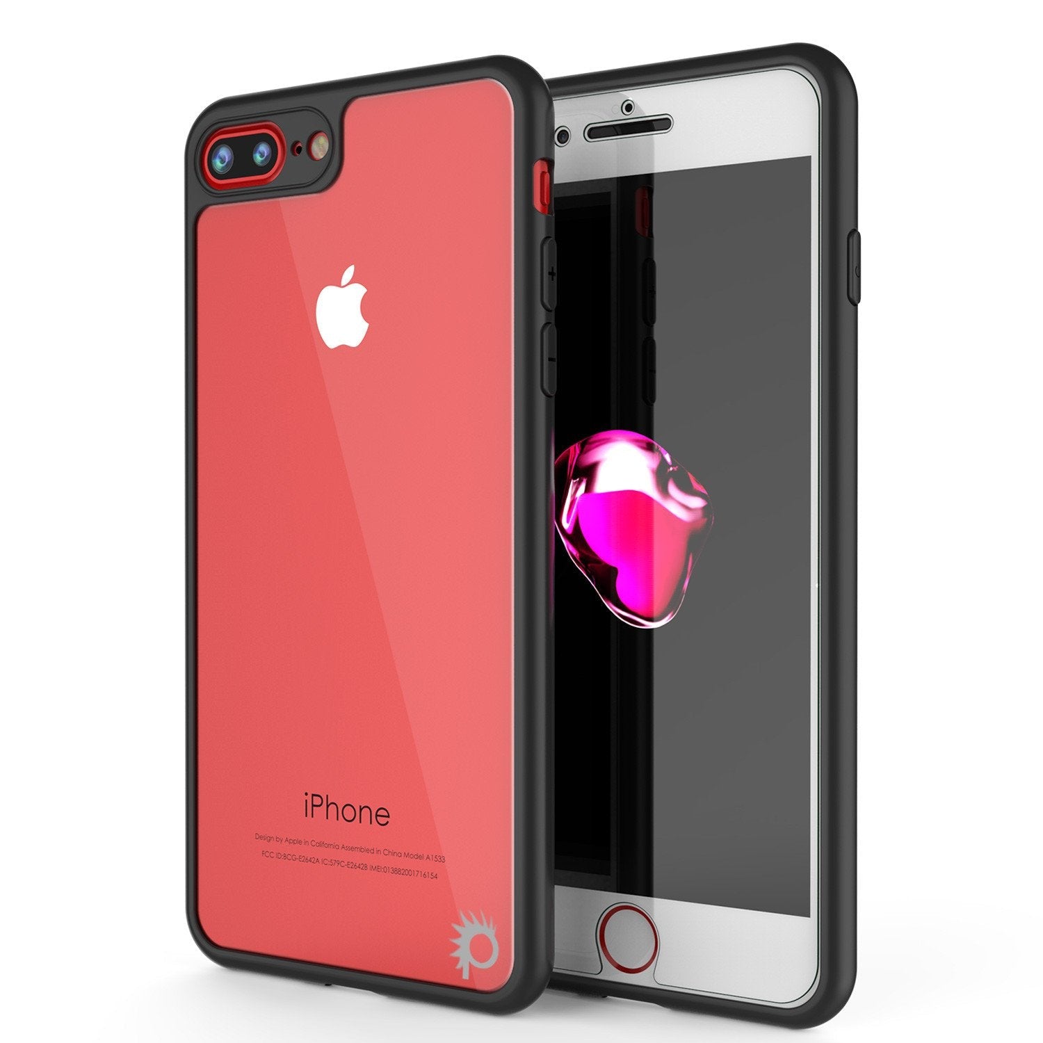 Capa para iPhone 8+ Plus, Punkcase [Série MÁSCARA] [PRETO] Capa Híbrida de Corpo Inteiro de Camada Dupla TPU com Protetor de Tela de Vidro Temperado Protetor