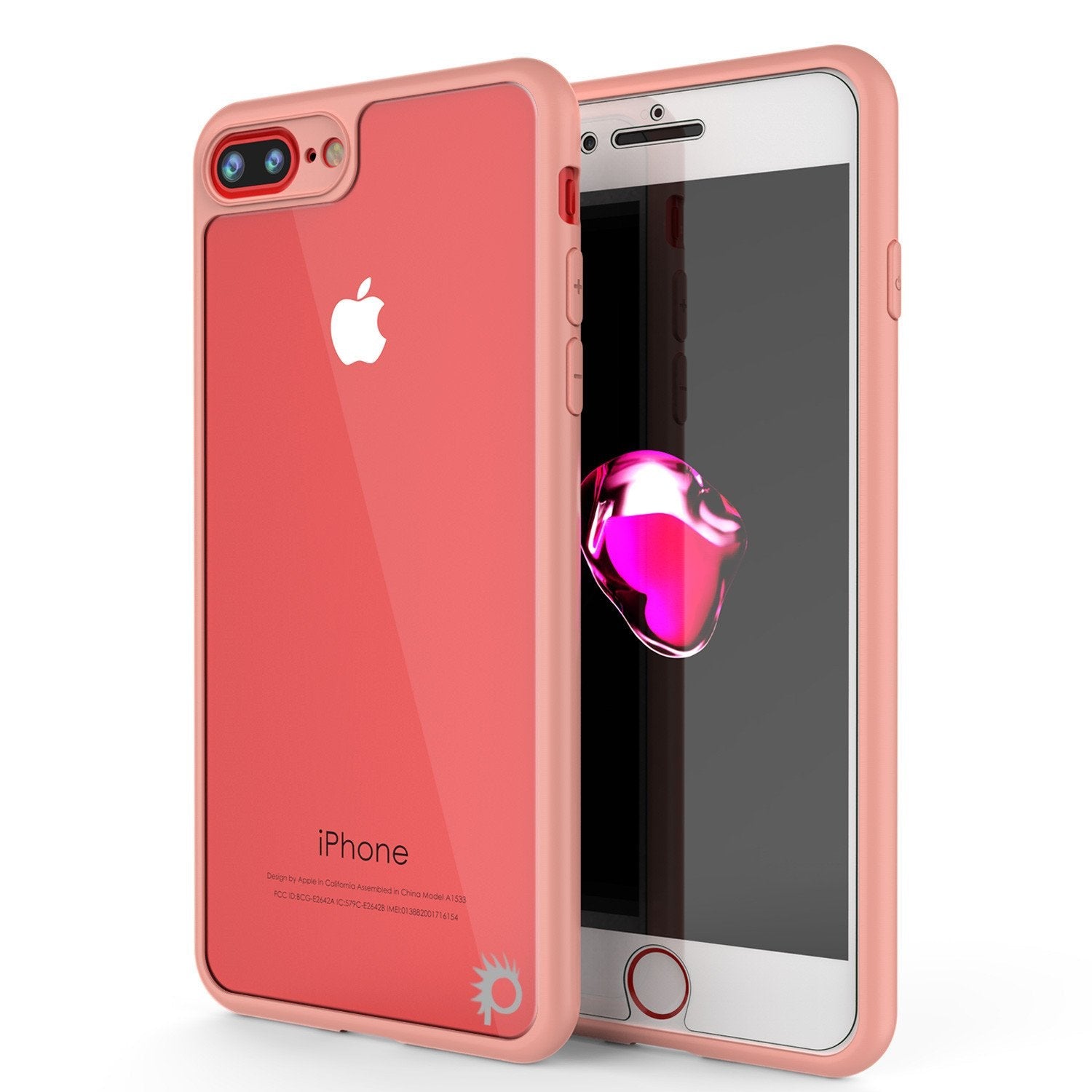 Capa para iPhone 8+ Plus [Série MÁSCARA] [ROSA] Cobertura híbrida de corpo inteiro de camada dupla TPU com protetor de tela de vidro temperado protetor