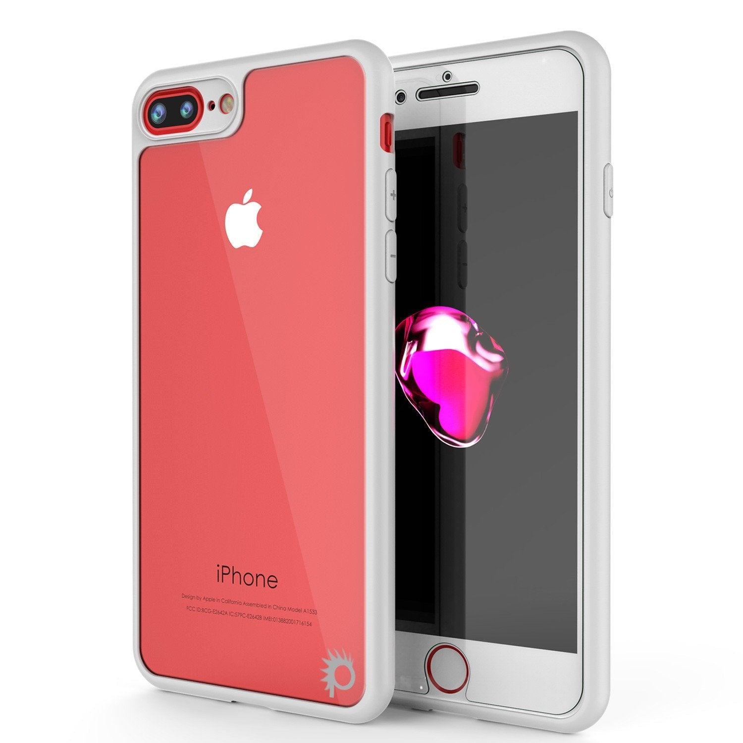 Capa para iPhone 8+ Plus, Punkcase [Série MÁSCARA] [BRANCA] Capa de Silicone Híbrida de Corpo Inteiro de Dupla Camada com Protetor de Tela de Vidro Temperado Protetor