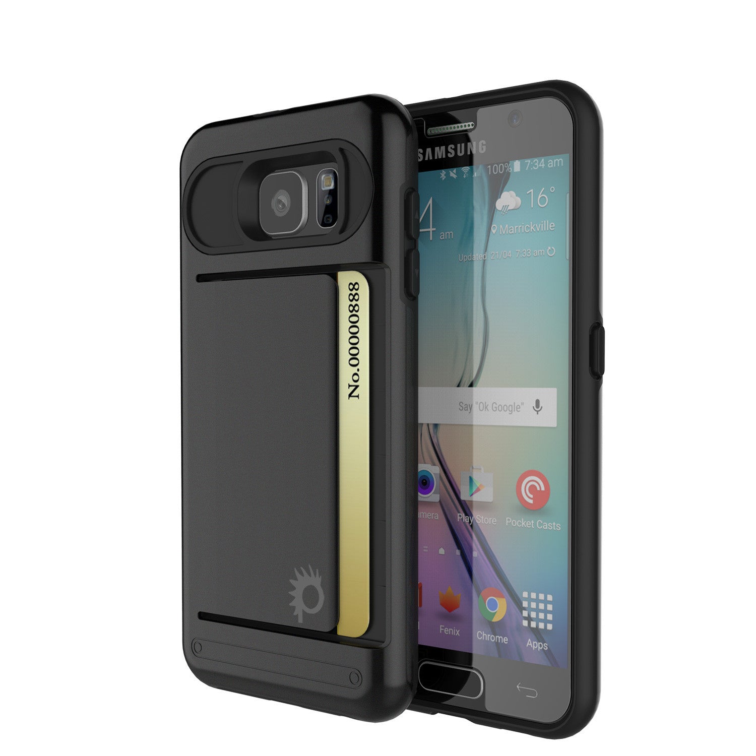 Capa Galaxy S6 EDGE PunkCase CLUTCH da série Black Slim Armor Capa Macia com Protetor de Tela
