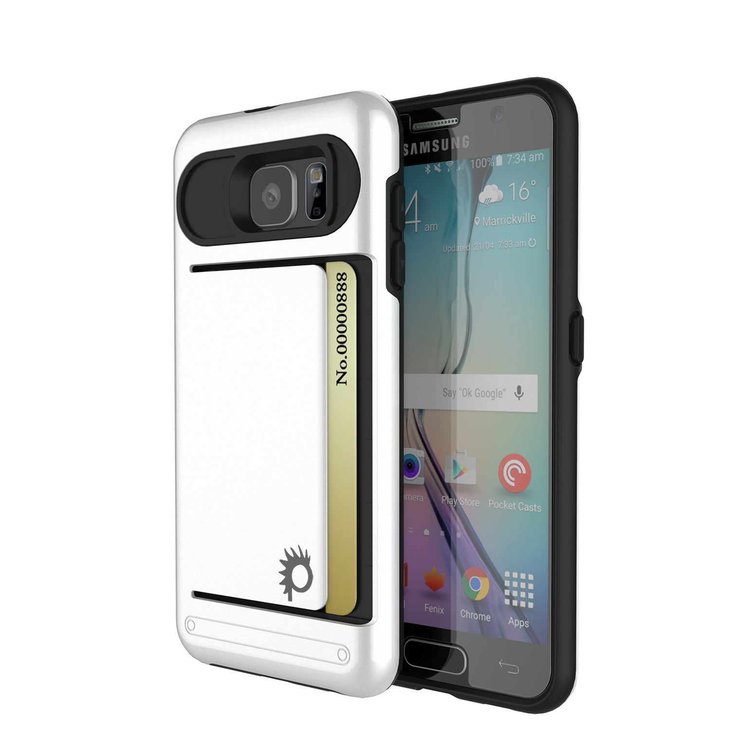 Capa Galaxy S6 EDGE PunkCase CLUTCH Série Branca Capa de Armadura Fina Macia com Protetor de Tela