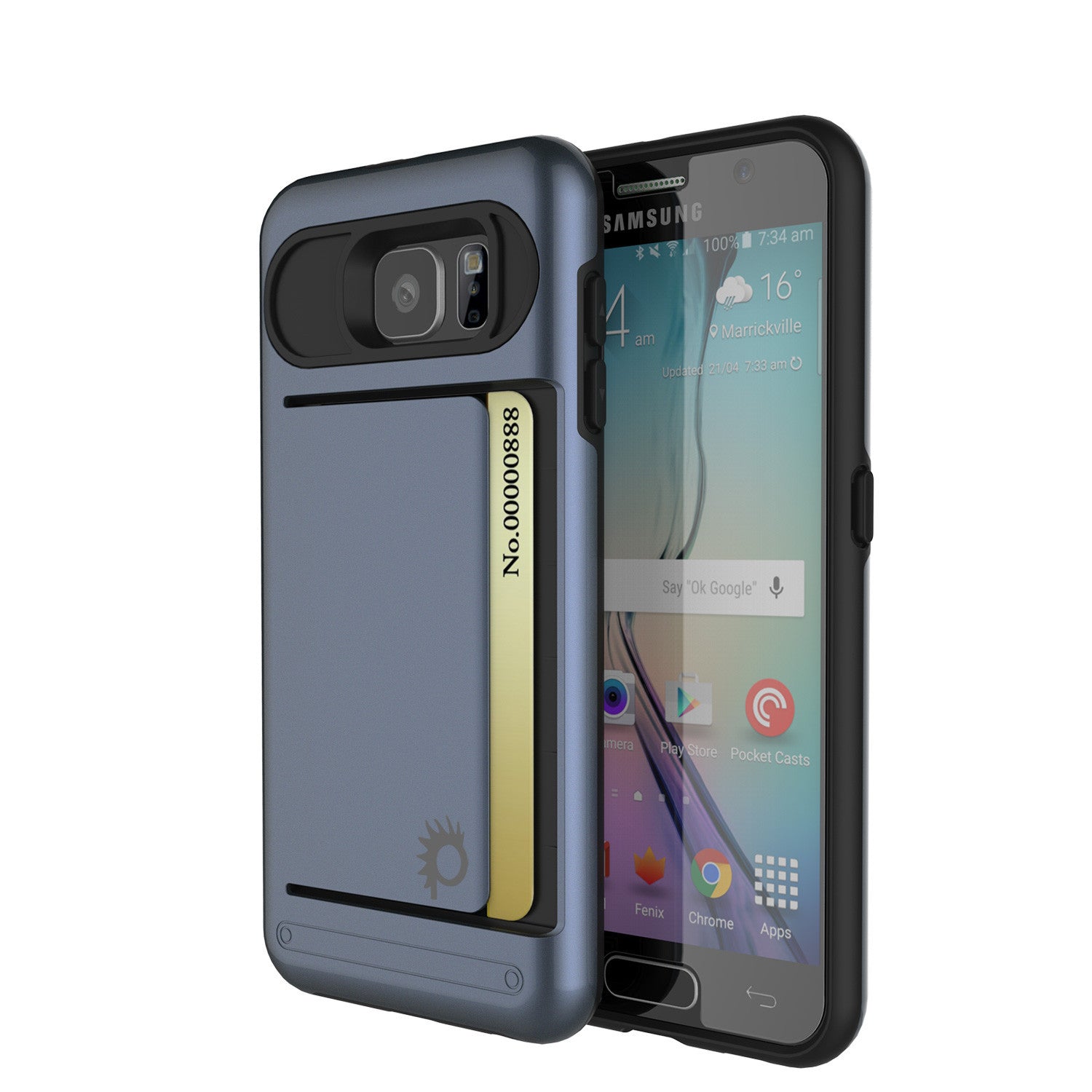 Capa Galaxy S6 EDGE PunkCase CLUTCH Navy Series Slim Armor Soft Cover Case com Protetor de Tela