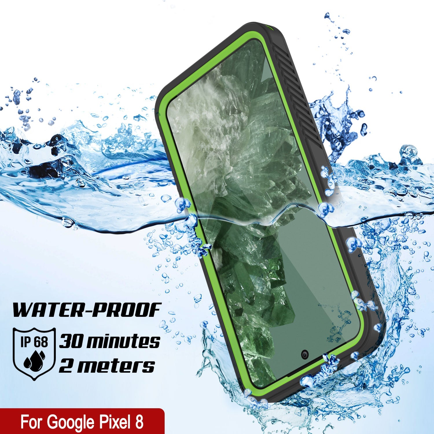 Google Pixel 8  Waterproof Case, Punkcase [Extreme Series] Armor Cover W/ Built In Screen Protector [Light Green]