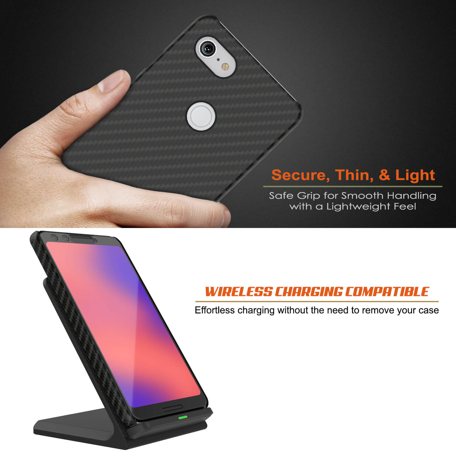 Capa de Couro ultra fina e resistente para Google Pixel 3 CarbonShield Heavy Duty