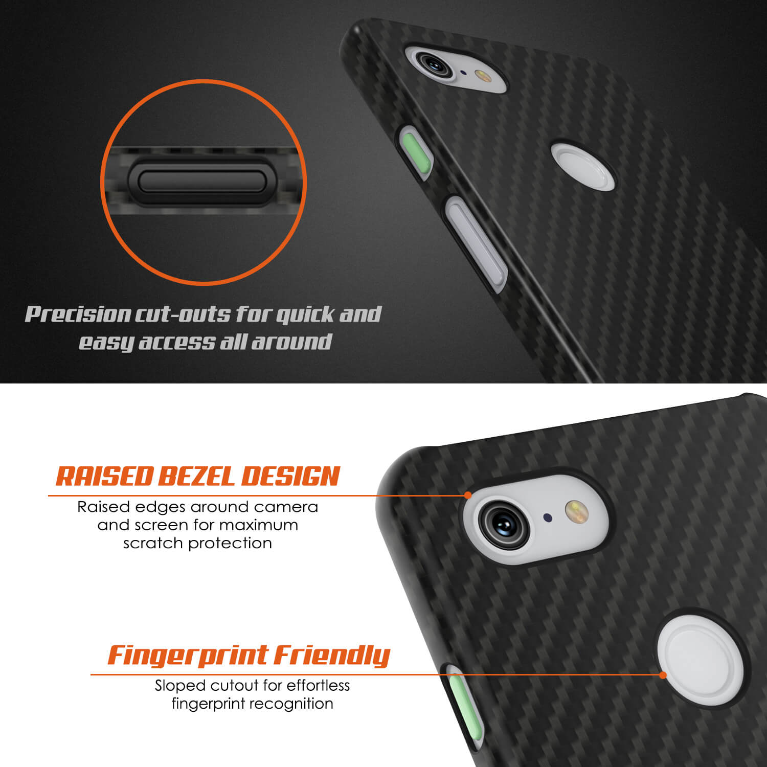 Capa de Couro ultra fina e resistente para Google Pixel 3 CarbonShield Heavy Duty