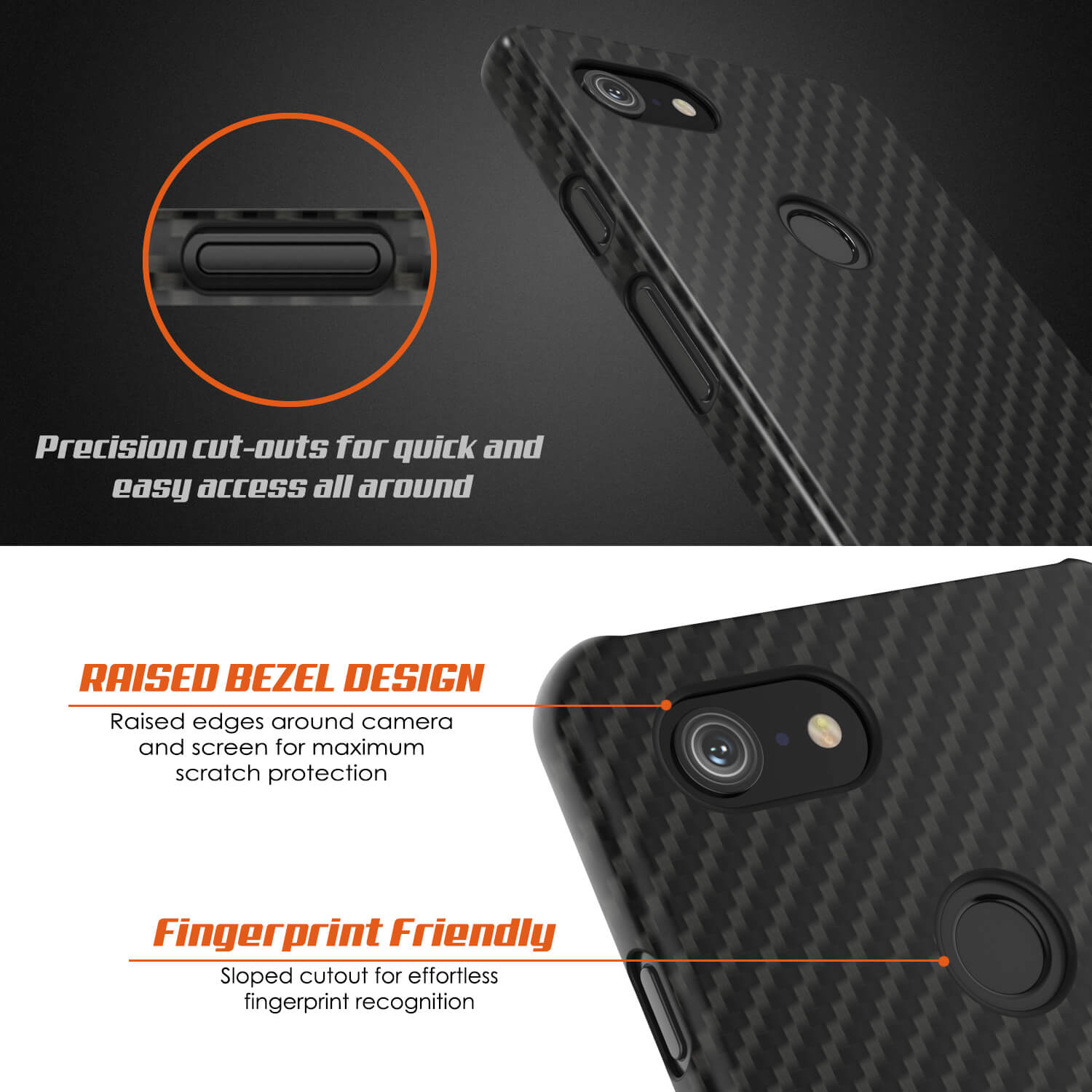 Capa de couro ultra fina e resistente para Google Pixel 3 XL CarbonShield Heavy Duty
