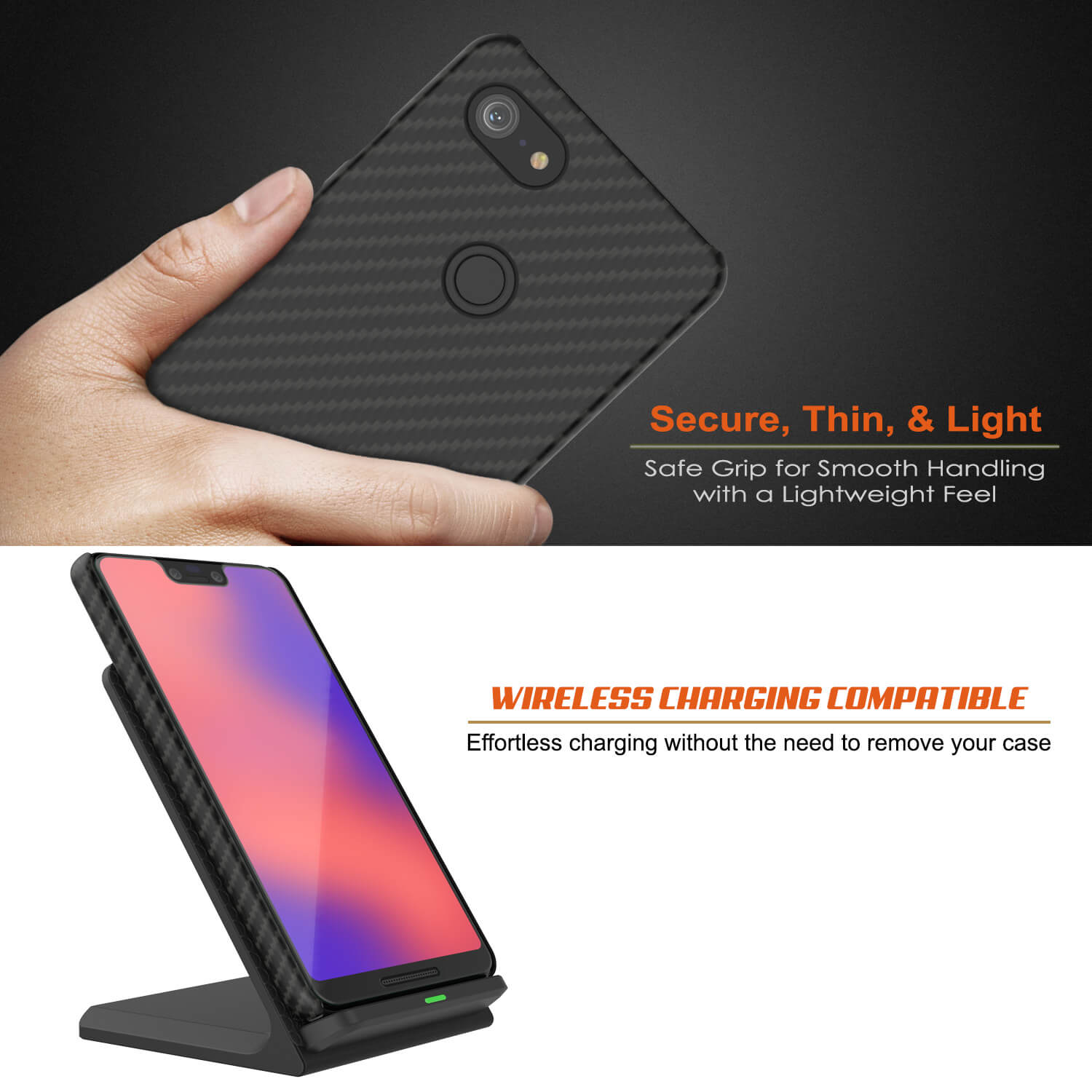 Capa de couro ultra fina e resistente para Google Pixel 3 XL CarbonShield Heavy Duty