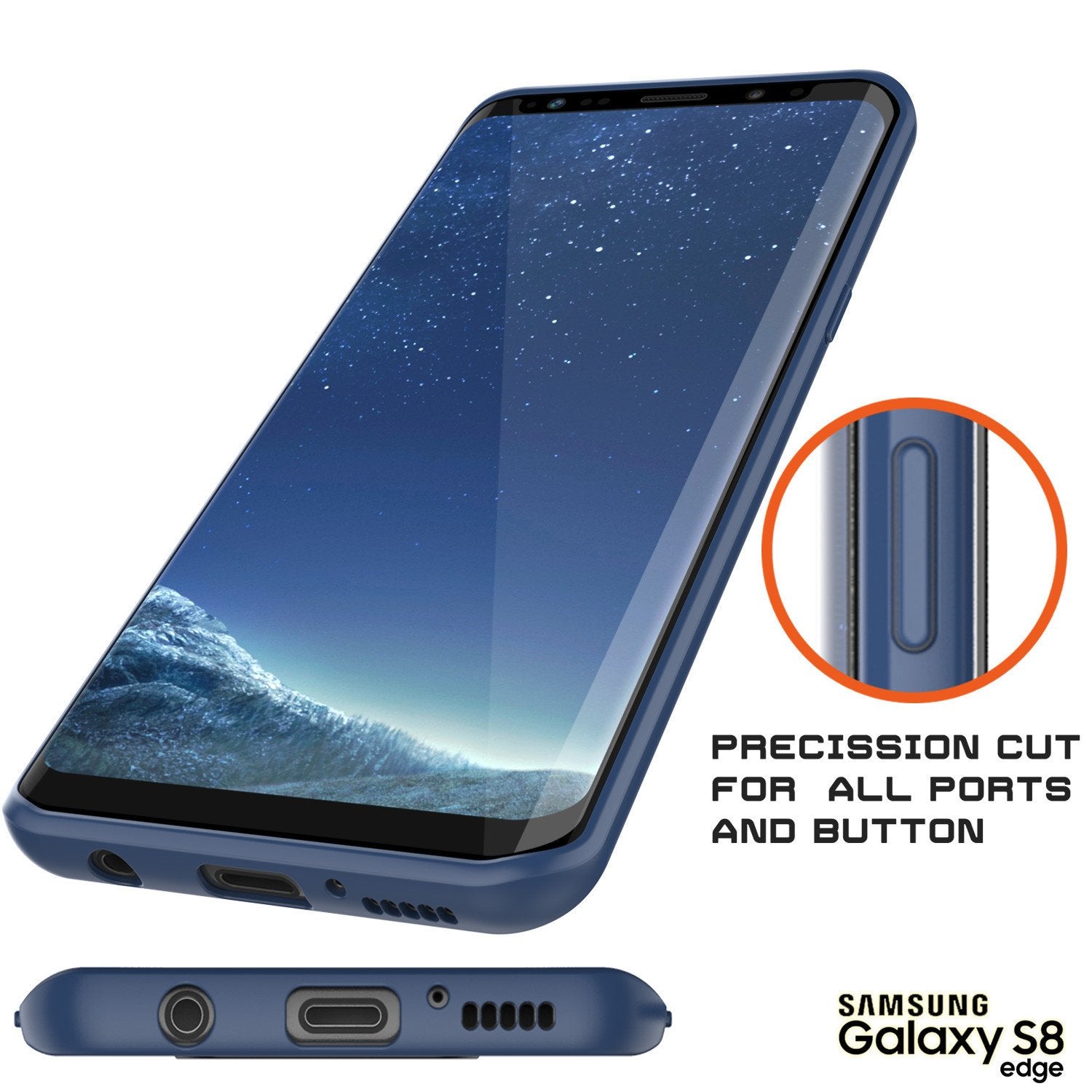 Capa Galaxy S8, Punkcase [Série MÁSCARA] [AZUL-MARINHO] Capa de TPU Híbrida de Corpo Inteiro com Camada Dupla Protetora W/ Protetor de Tela PUNKSHIELD.