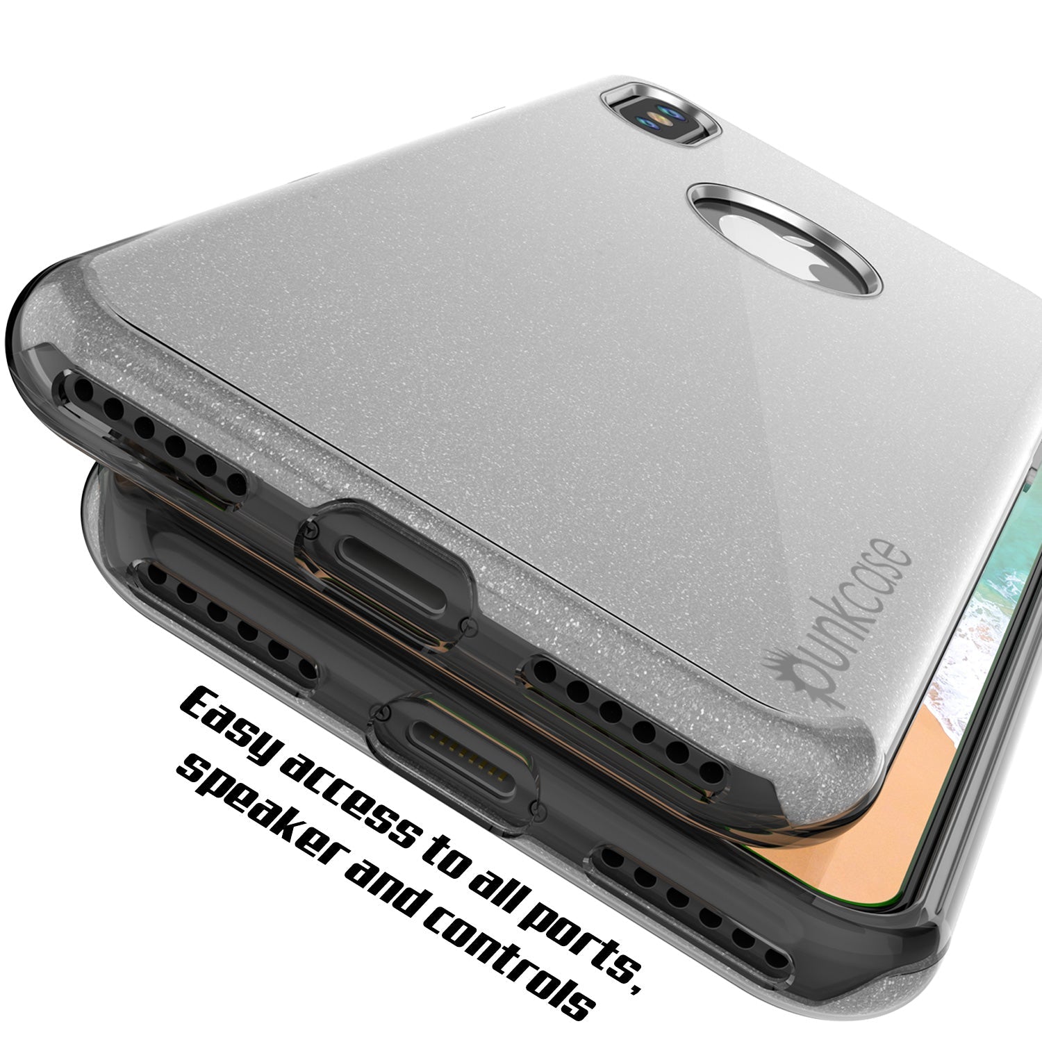 iPhone X Case, Punkcase Galactic 2.0 Series Ultra Slim w/ Tempered Glass Screen Protector | [Silver] (Color in image: red)