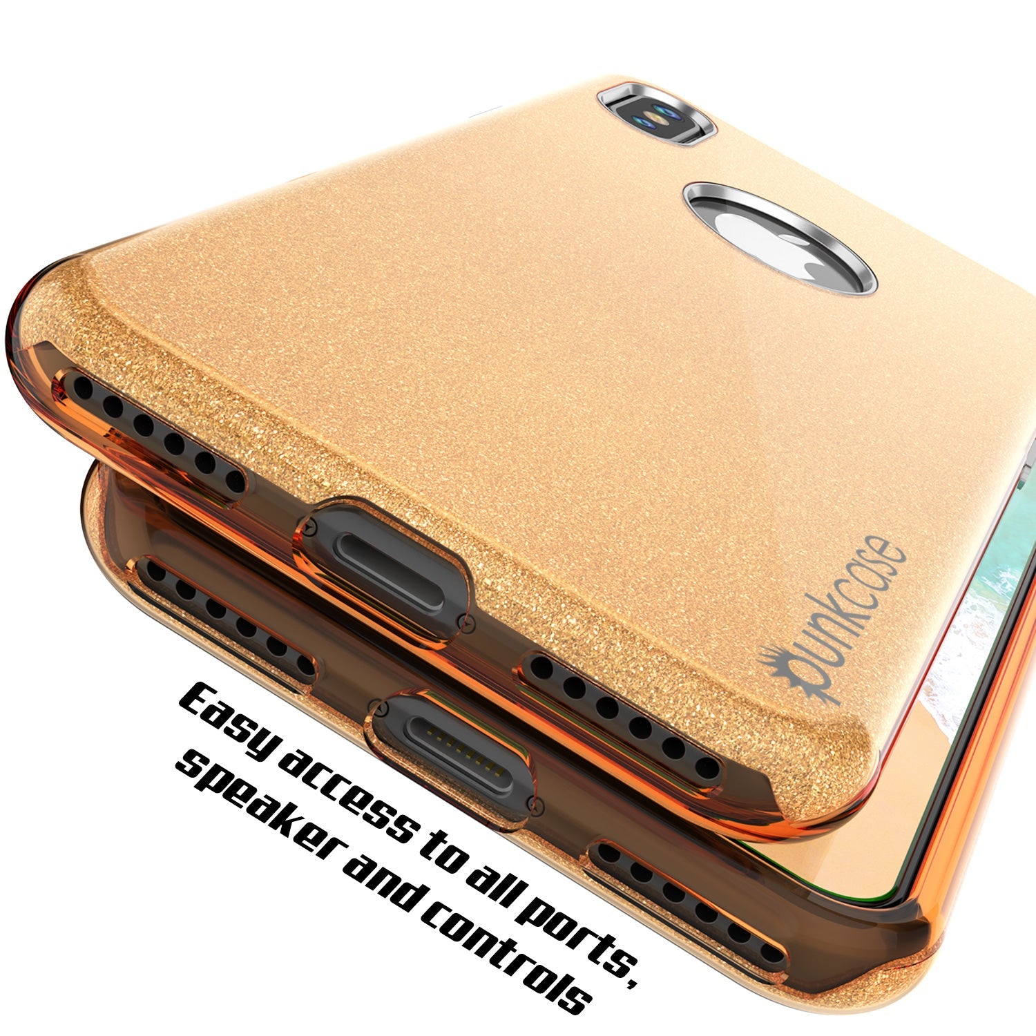 iPhone X Case, Punkcase Galactic 2.0 Series Ultra Slim w/ Tempered Glass Screen Protector | [Gold] (Color in image: black/grey)