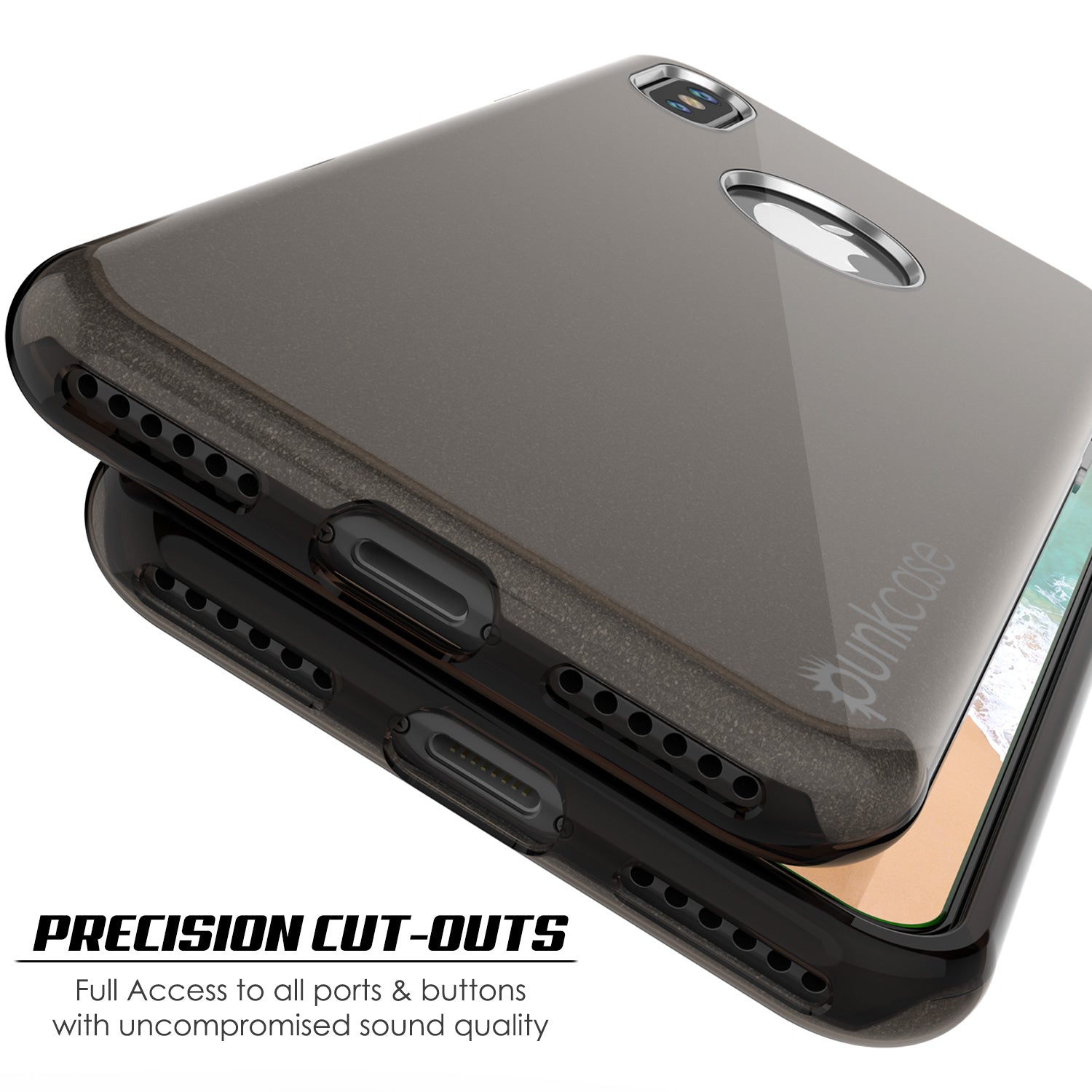 iPhone X Case, Punkcase Galactic 2.0 Series Ultra Slim w/ Tempered Glass Screen Protector | [Black/Grey] 