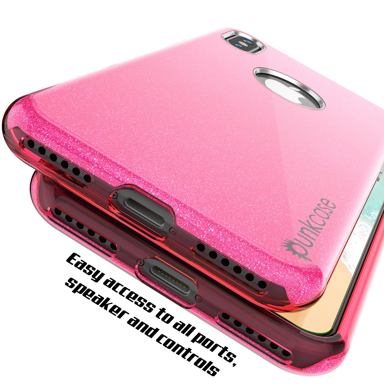 iPhone X Case, Punkcase Galactic 2.0 Series Ultra Slim w/ Tempered Glass Screen Protector | [Pink] (Color in image: red)