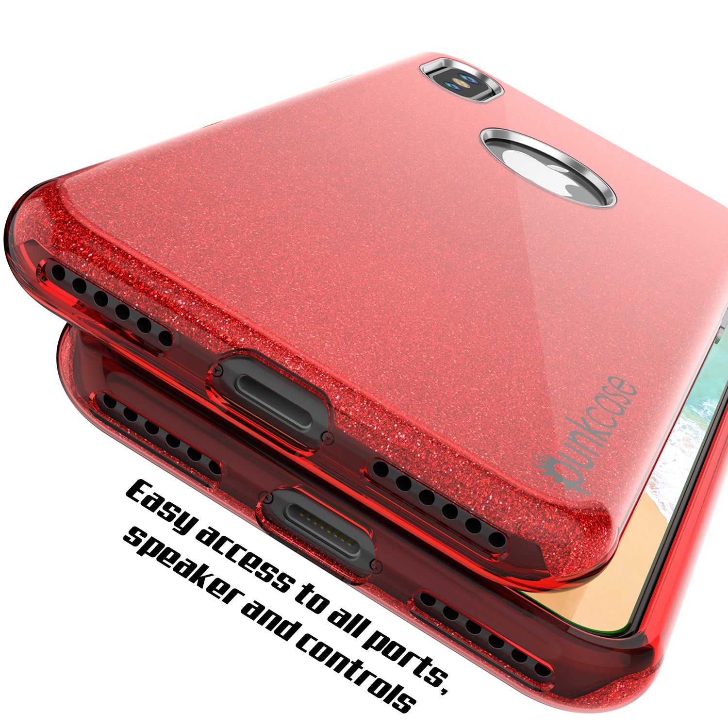 iPhone X Case, Punkcase Galactic 2.0 Series Ultra Slim w/ Tempered Glass Screen Protector | [Red] (Color in image: gold)