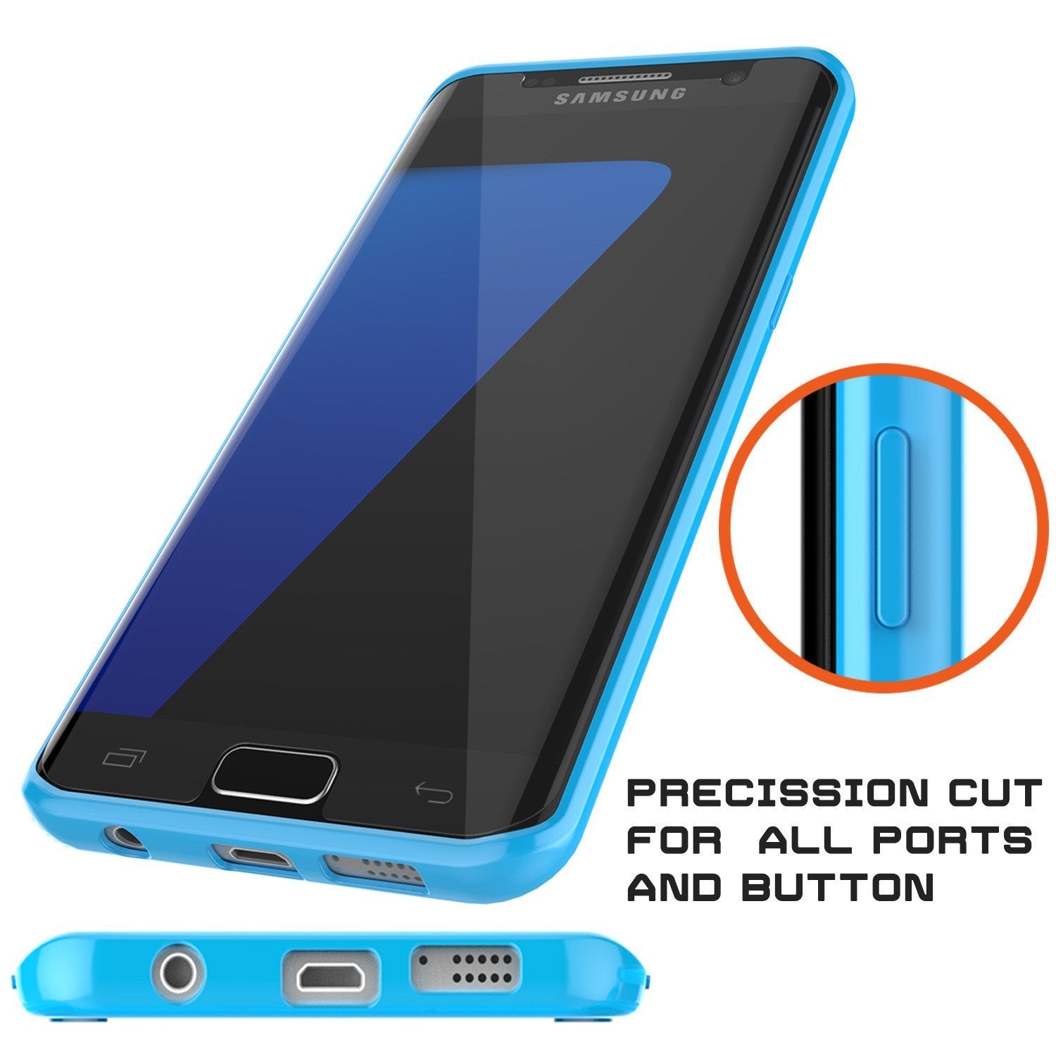 S7 Edge Case Punkcase® LUCID 2.0 Light Blue Series w/ PUNK SHIELD Screen Protector | Ultra Fit (Color in image: clear)