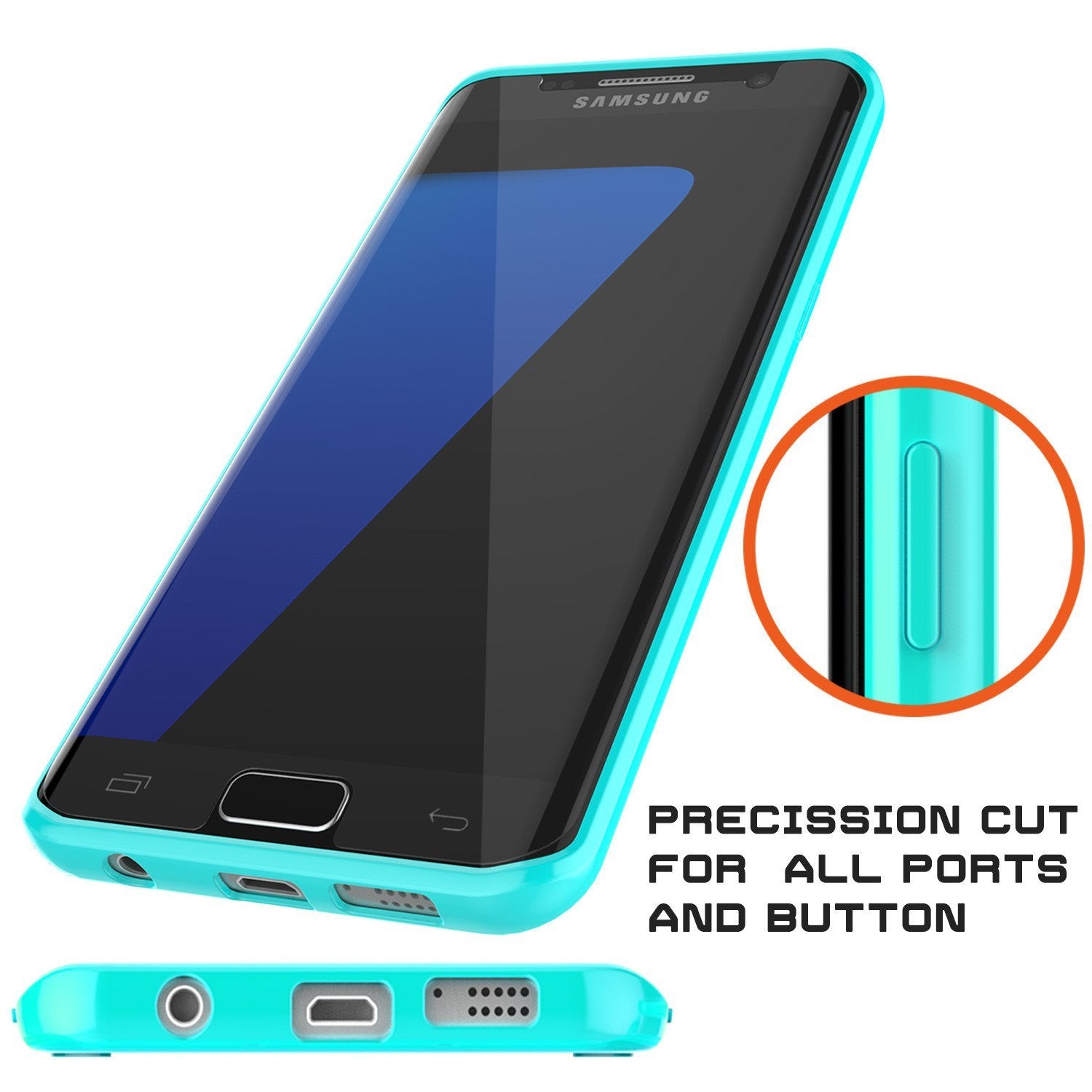S7 Edge Case Punkcase® LUCID 2.0 Teal Series w/ PUNK SHIELD Screen Protector | Ultra Fit (Color in image: clear)