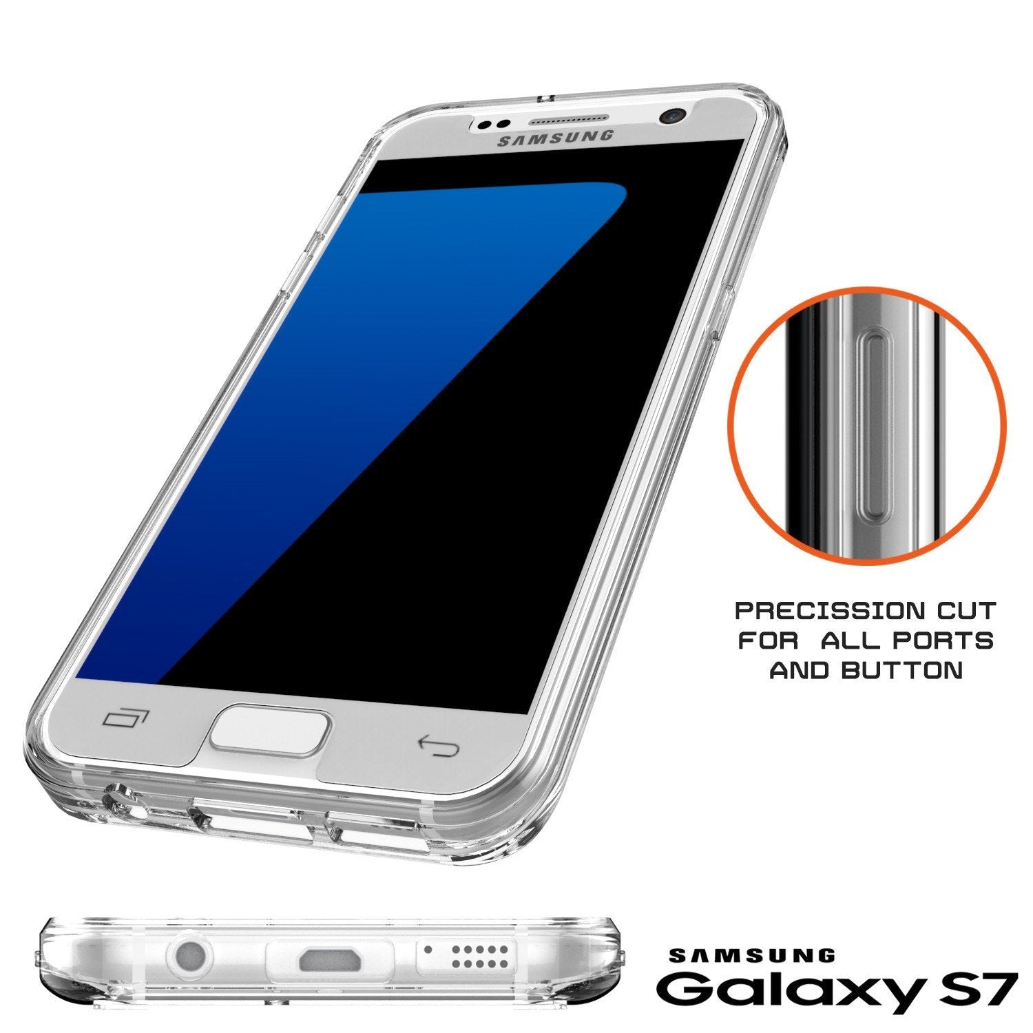 S7 Case Punkcase® LUCID 2.0 Clear Series w/ PUNK SHIELD Glass Screen Protector | Ultra Fit (Color in image: light blue)