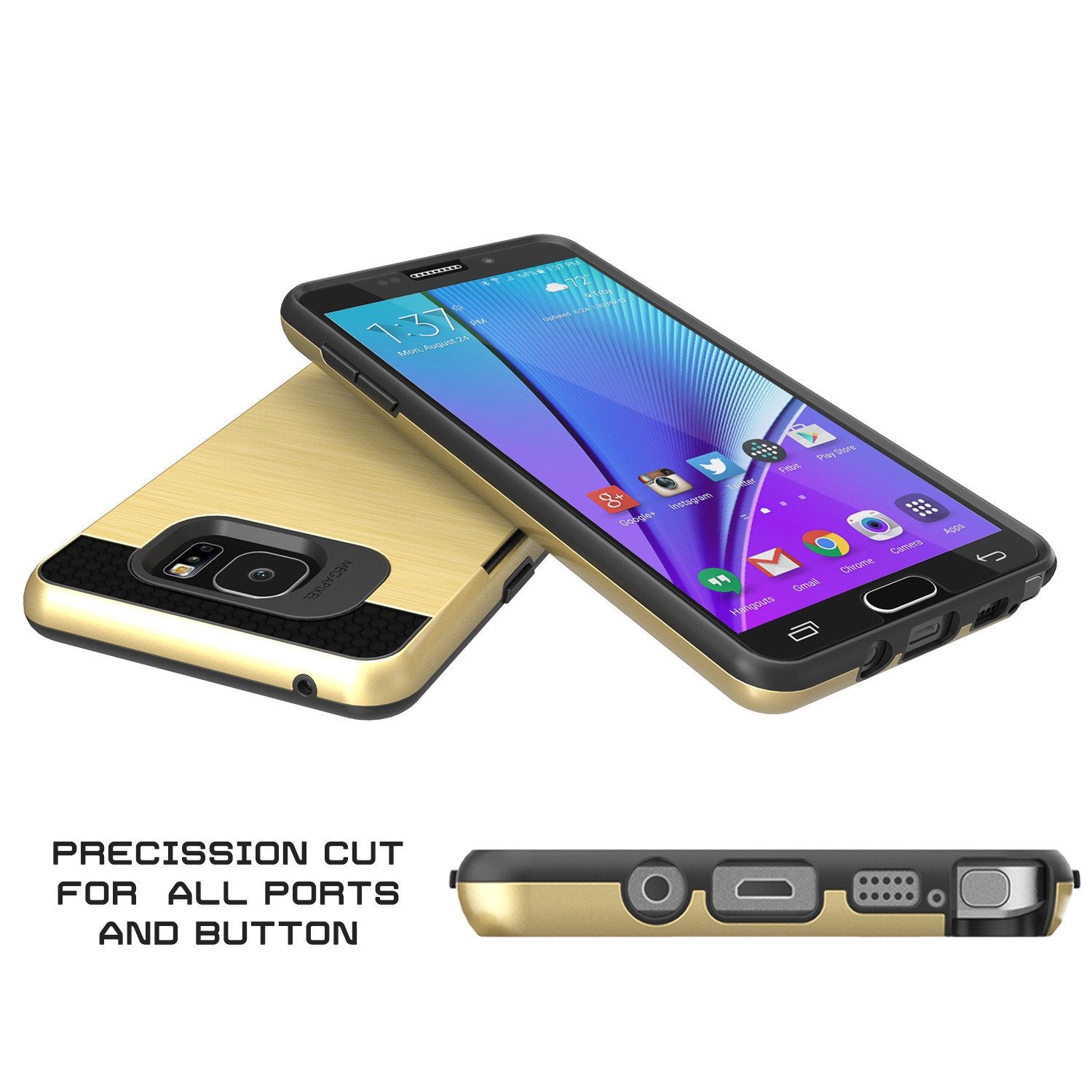 Galaxy Note 5 Case PunkCase SLOT Gold Series Slim Armor Soft Cover Case w/ Tempered Glass (Color in image: Pink)