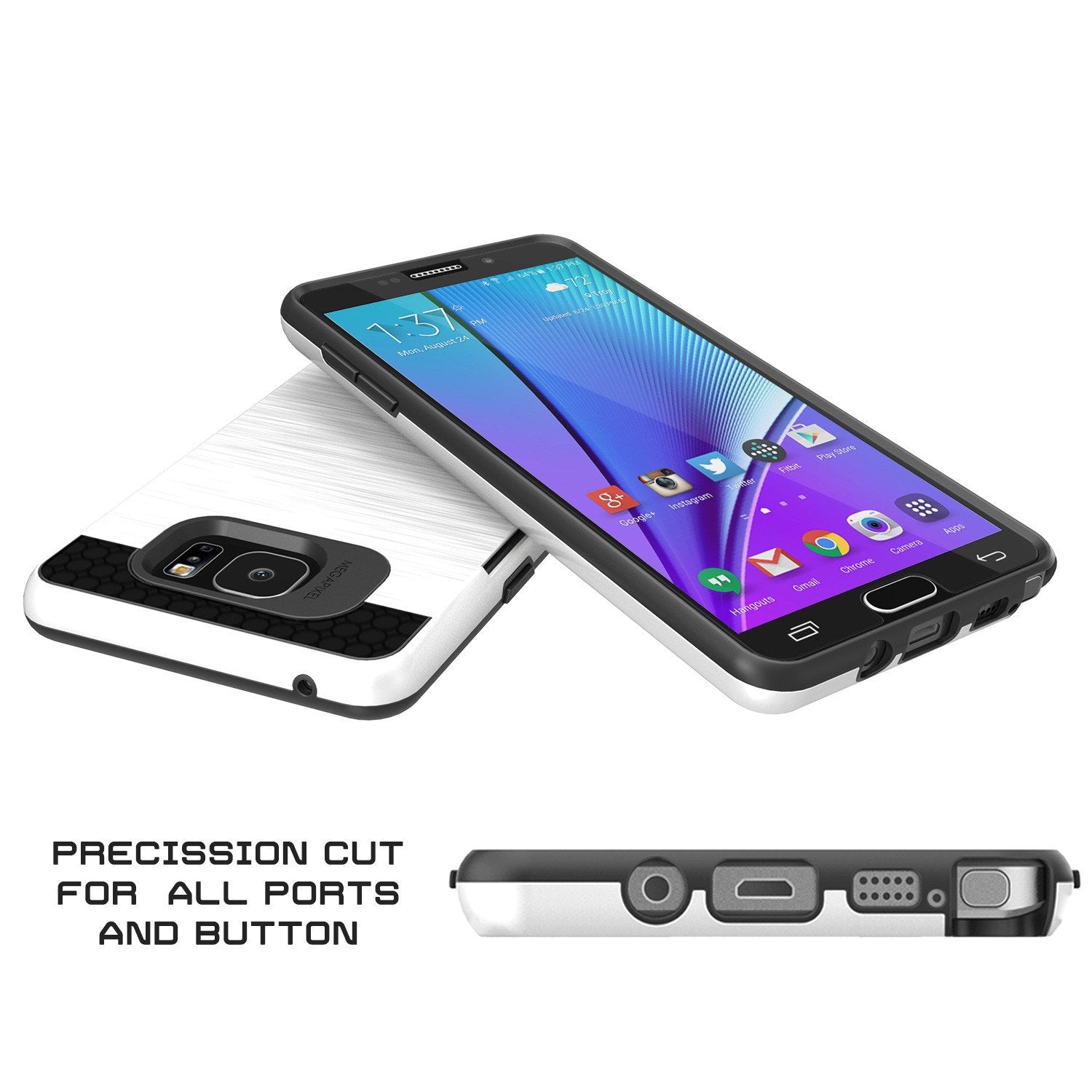 Galaxy Note 5 Case PunkCase SLOT White Series Slim Armor Soft Cover Case w/ Tempered Glass (Color in image: Pink)