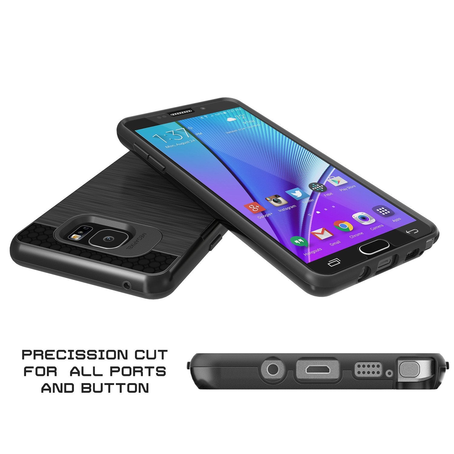Galaxy Note 5 Case PunkCase SLOT Black Series Slim Armor Soft Cover Case w/ Tempered Glass (Color in image: Pink)