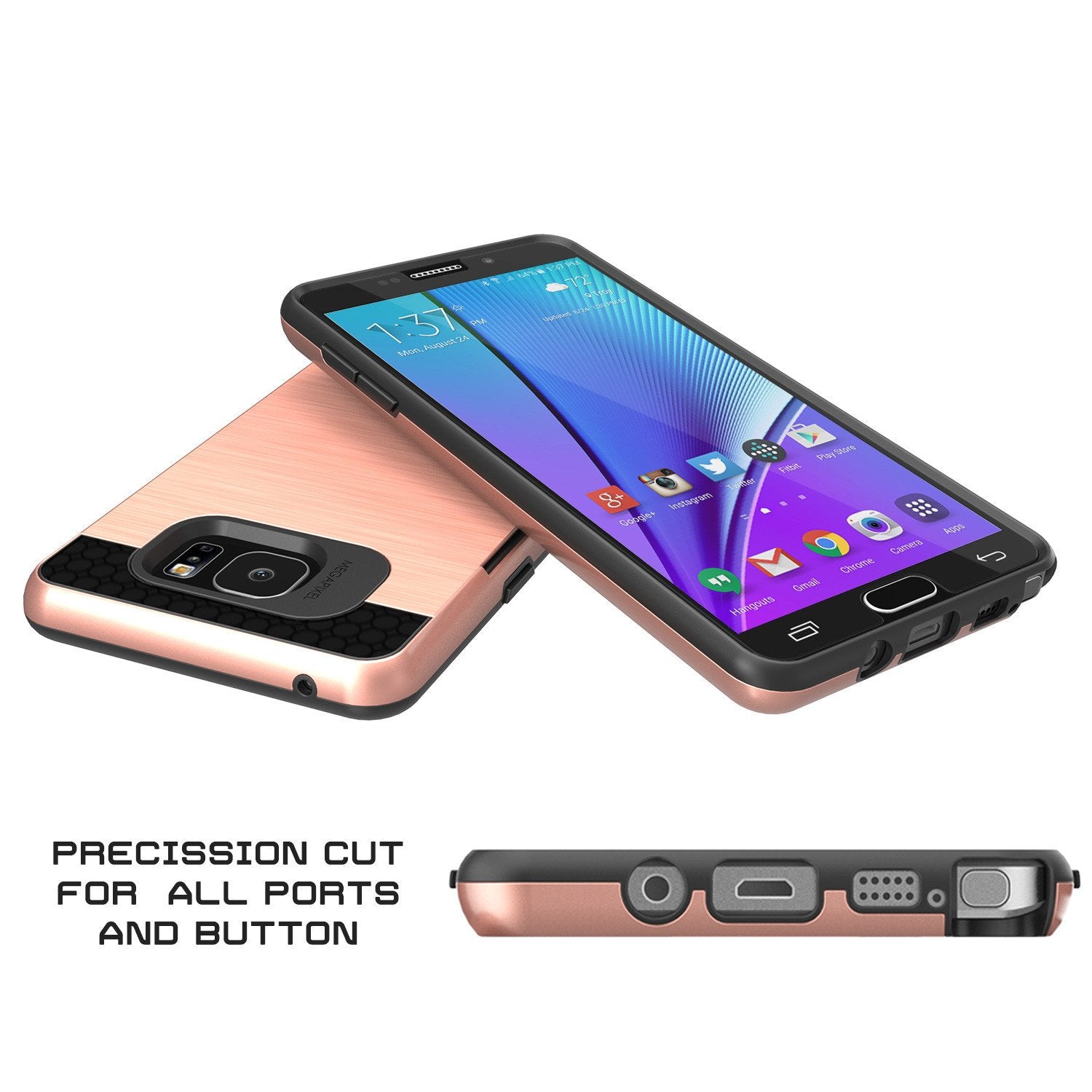 Galaxy Note 5 Case PunkCase SLOT Rose Series Slim Armor Soft Cover Case w/ Tempered Glass (Color in image: Pink)