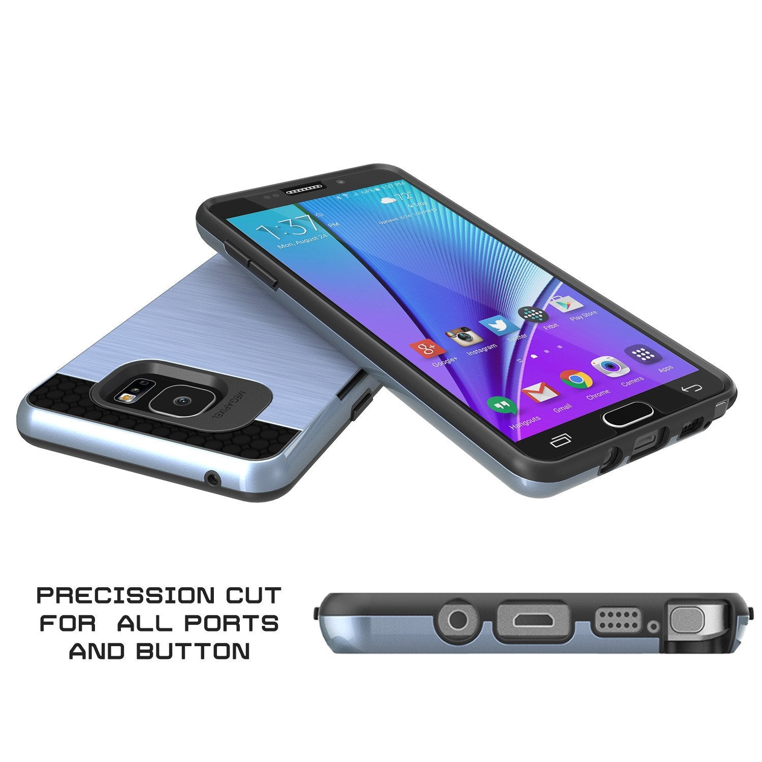 Galaxy Note 5 Case PunkCase SLOT Navy Series Slim Armor Soft Cover Case w/ Tempered Glass (Color in image: Pink)