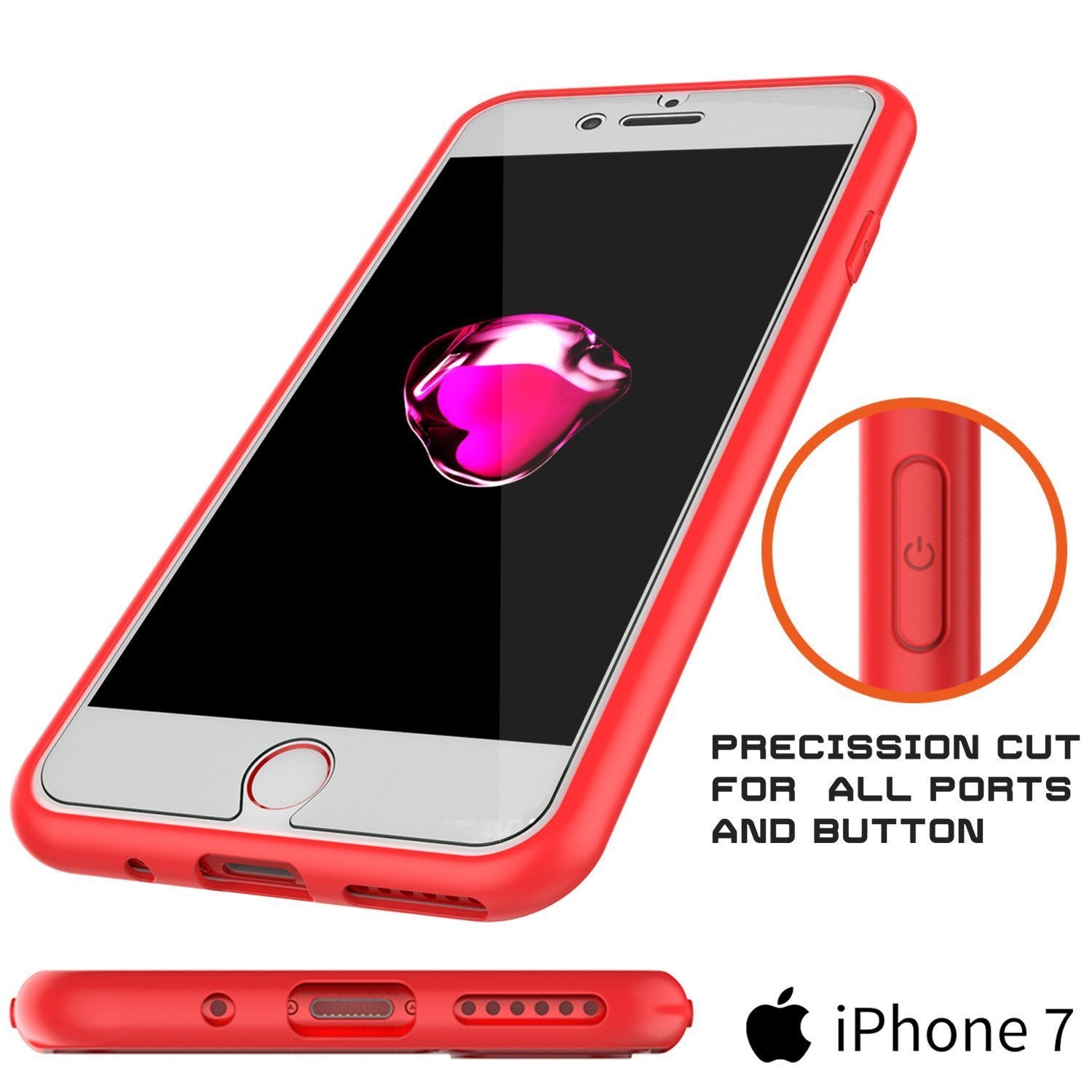 iPhone SE (4.7") Case [MASK Series] [RED] Full Body Hybrid Dual Layer TPU Cover W/ protective Tempered Glass Screen Protector (Color in image: navy)