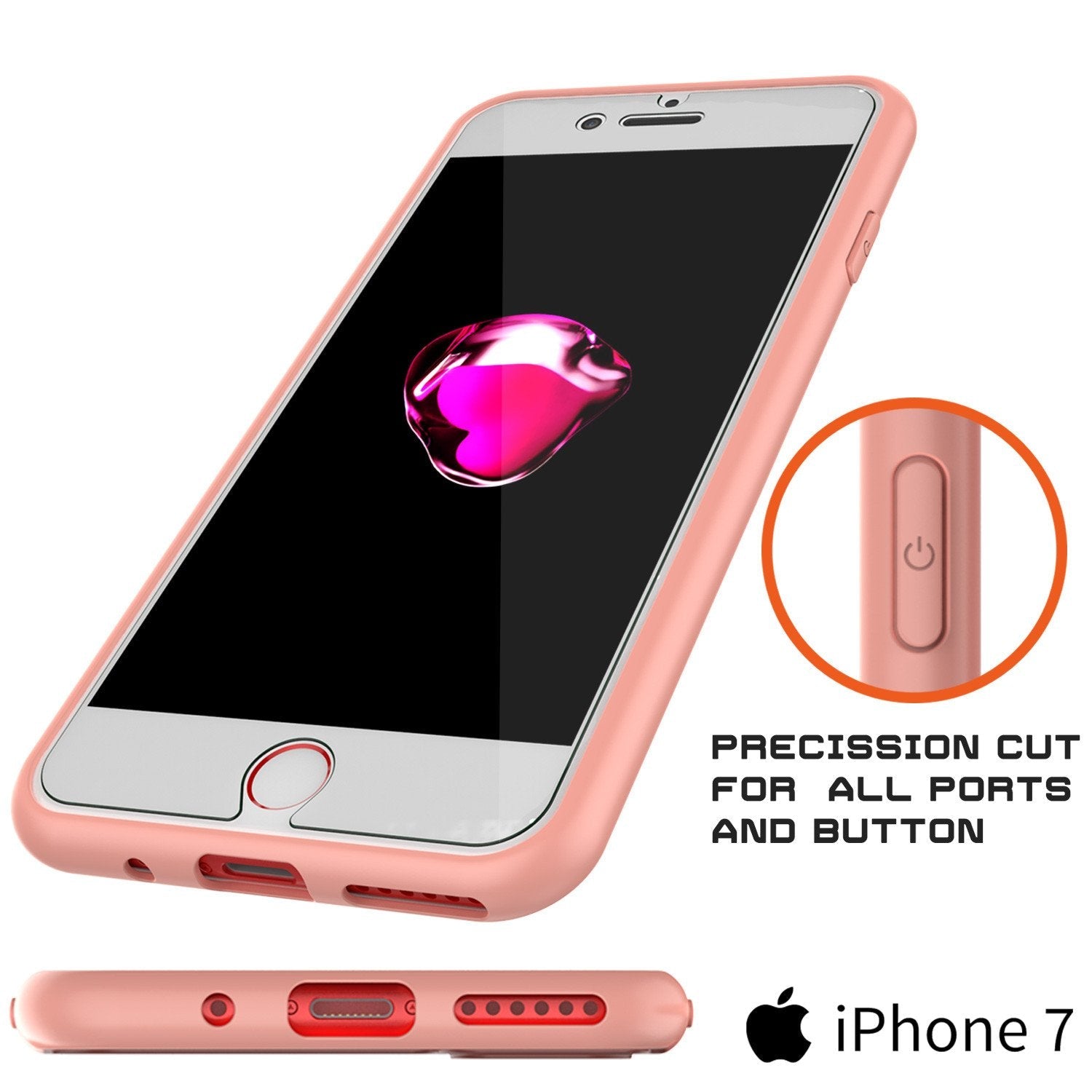 iPhone 8 Case [MASK Series] [PINK] Full Body Hybrid Dual Layer TPU Cover W/ protective Tempered Glass Screen Protector (Color in image: red)
