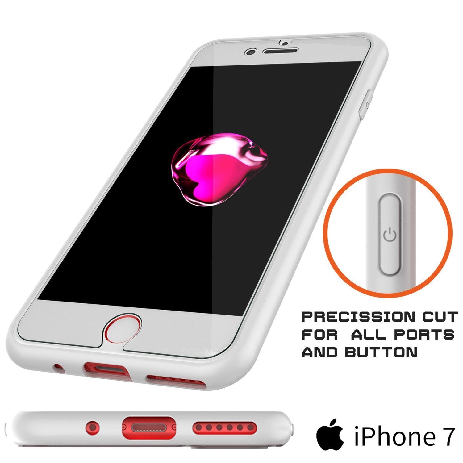 iPhone SE (4.7") Case [MASK Series] [WHITE] Full Body Hybrid Dual Layer TPU Cover W/ protective Tempered Glass Screen Protector (Color in image: red)