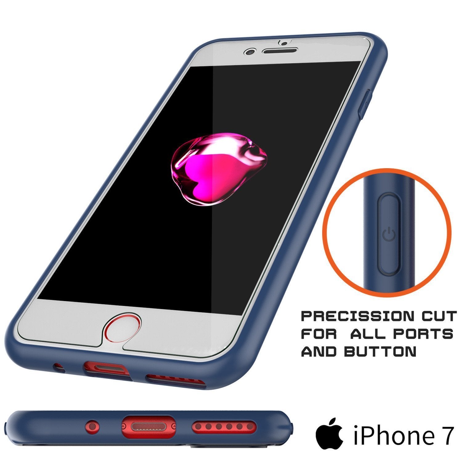 iPhone SE (4.7") Case [MASK Series] [NAVY] Full Body Hybrid Dual Layer TPU Cover W/ protective Tempered Glass Screen Protector (Color in image: red)
