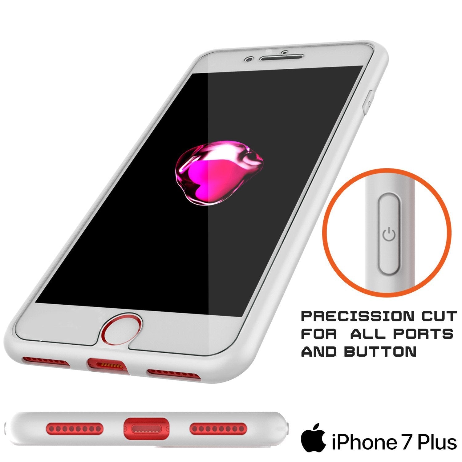 iPhone 8+ Plus Case, Punkcase [MASK Series] [WHITE] Full Body Hybrid Dual Layer TPU Cover W/ protective Tempered Glass Screen Protector (Color in image: red)
