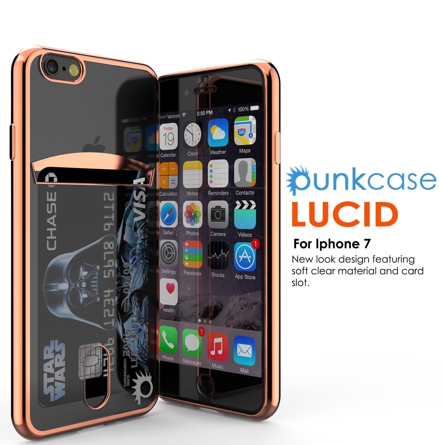 iPhone SE (4.7") Case, PUNKCASE® LUCID Rose Gold Series | Card Slot | SHIELD Screen Protector | Ultra fit (Color in image: Silver)
