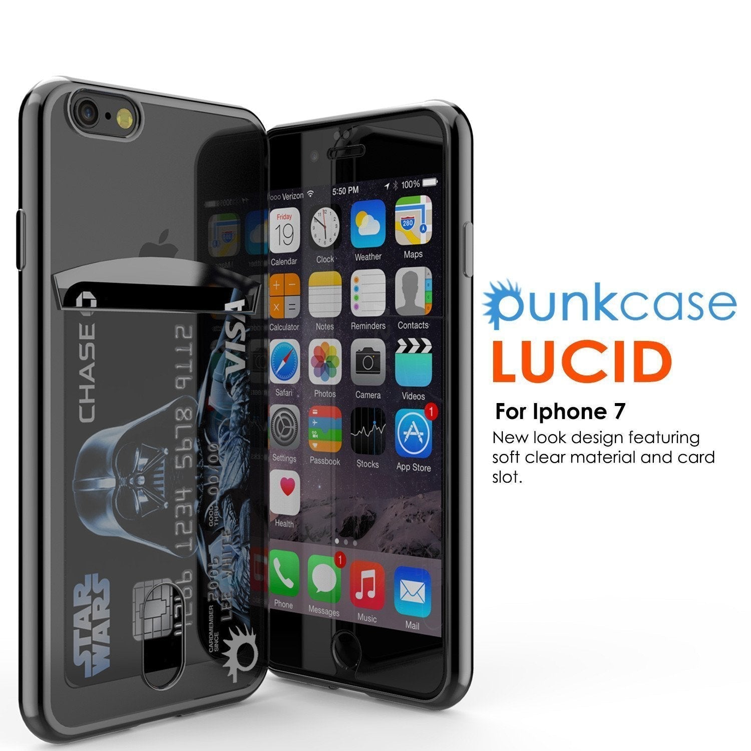 iPhone SE (4.7") Case, PUNKCASE® LUCID Black Series | Card Slot | SHIELD Screen Protector | Ultra fit (Color in image: Rose Gold)