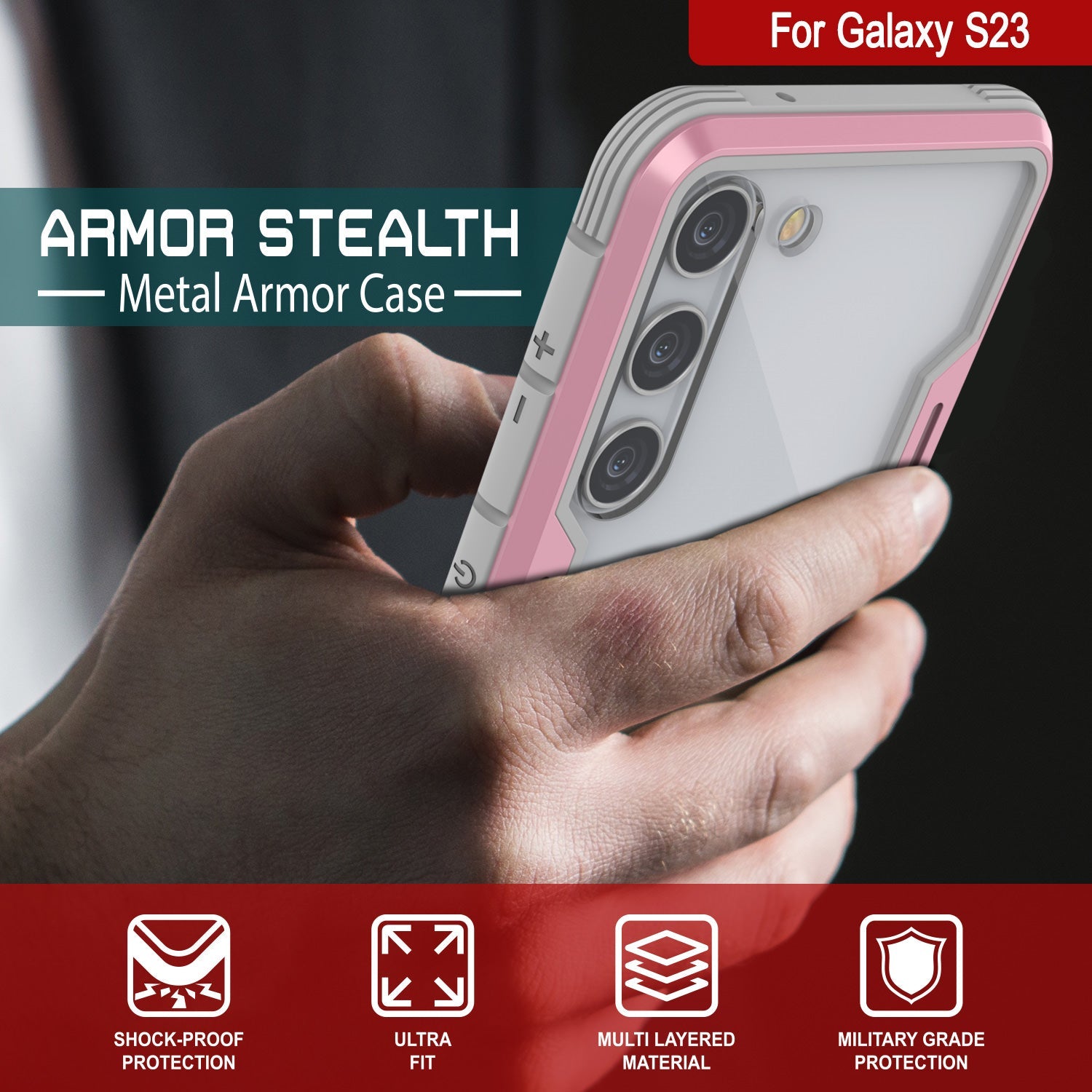 Capa de proteção militar Punkcase S23 Armor Stealth Grade Multilayer [Rose-Gold]