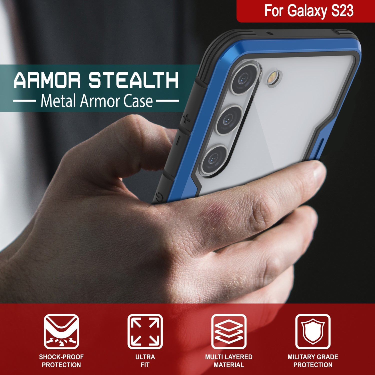 Capa de proteção Punkcase S23 Armor Stealth Grade Militar Protetora Multicamada [Azul Marinho]