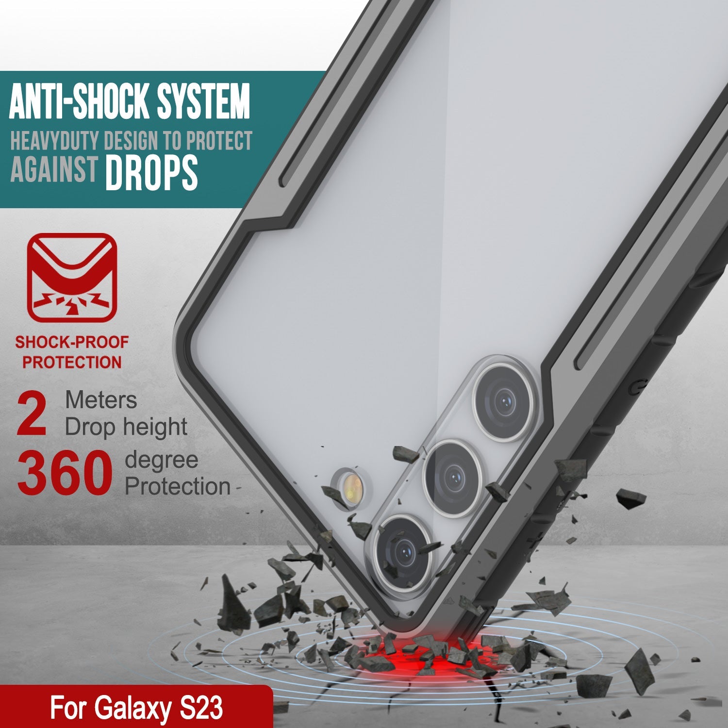 Capa protetora de camuflagem do armadura stealth Punkcase S23 de grau militar e camadas múltiplas [cinza-preto]