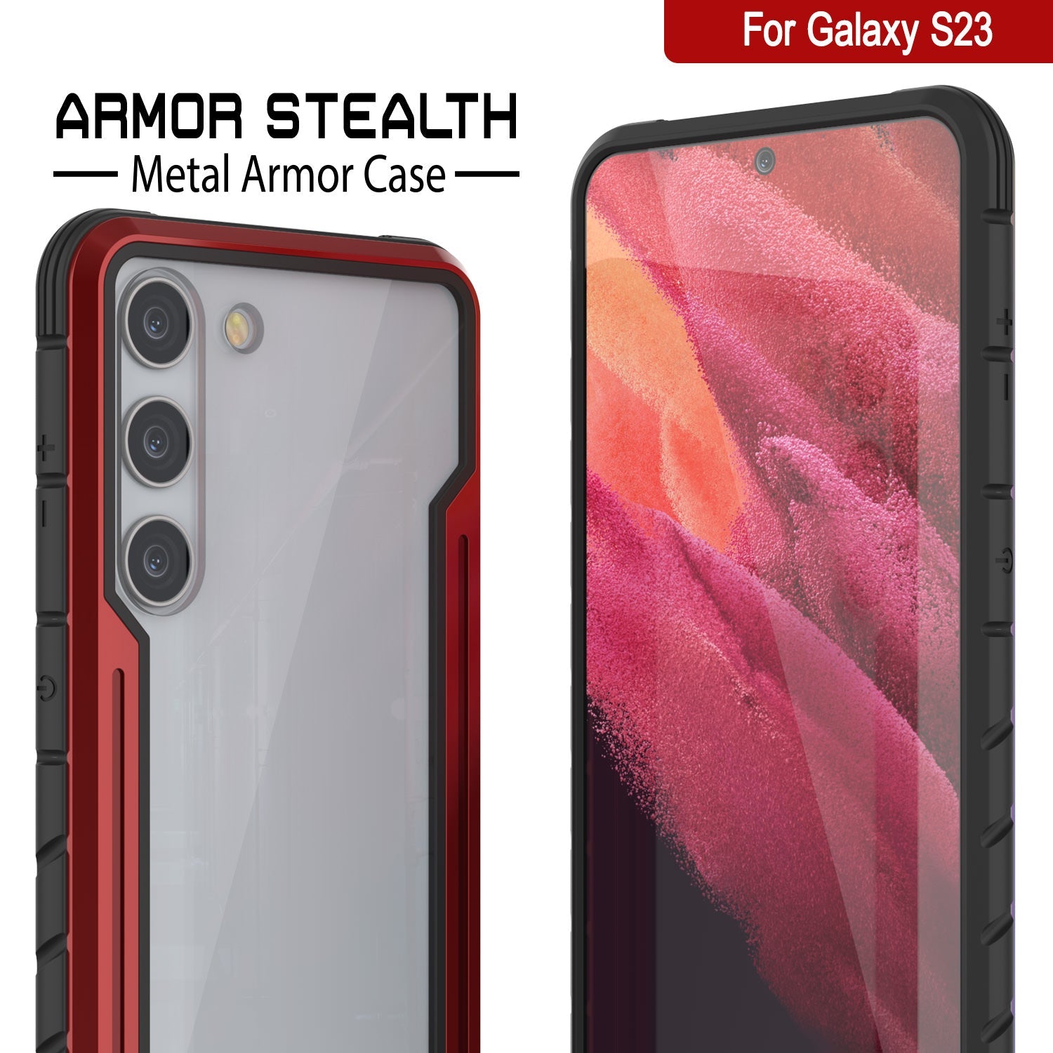Capa de proteção de camuflagem de armadura S23 da Punkcase de grau militar de múltiplas camadas [Vermelho]