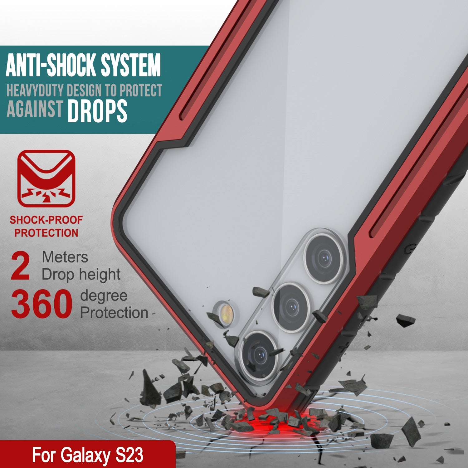 Capa de proteção de camuflagem de armadura S23 da Punkcase de grau militar de múltiplas camadas [Vermelho]