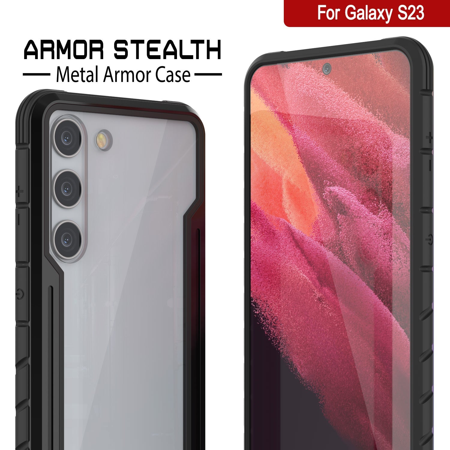 Capa de proteção Punkcase S23 Armor Stealth de Grau Militar, Cobertura Multicamada [Preto]