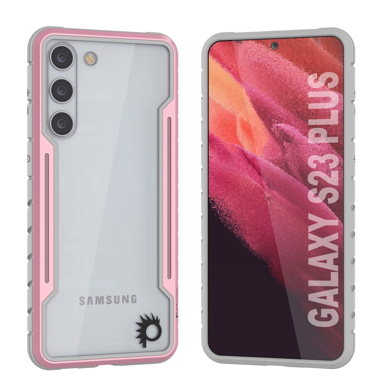 Capa de proteção Punkcase S23+ Plus Armor Stealth Militar, Rose-Gold de várias camadas de proteção de grau militar.