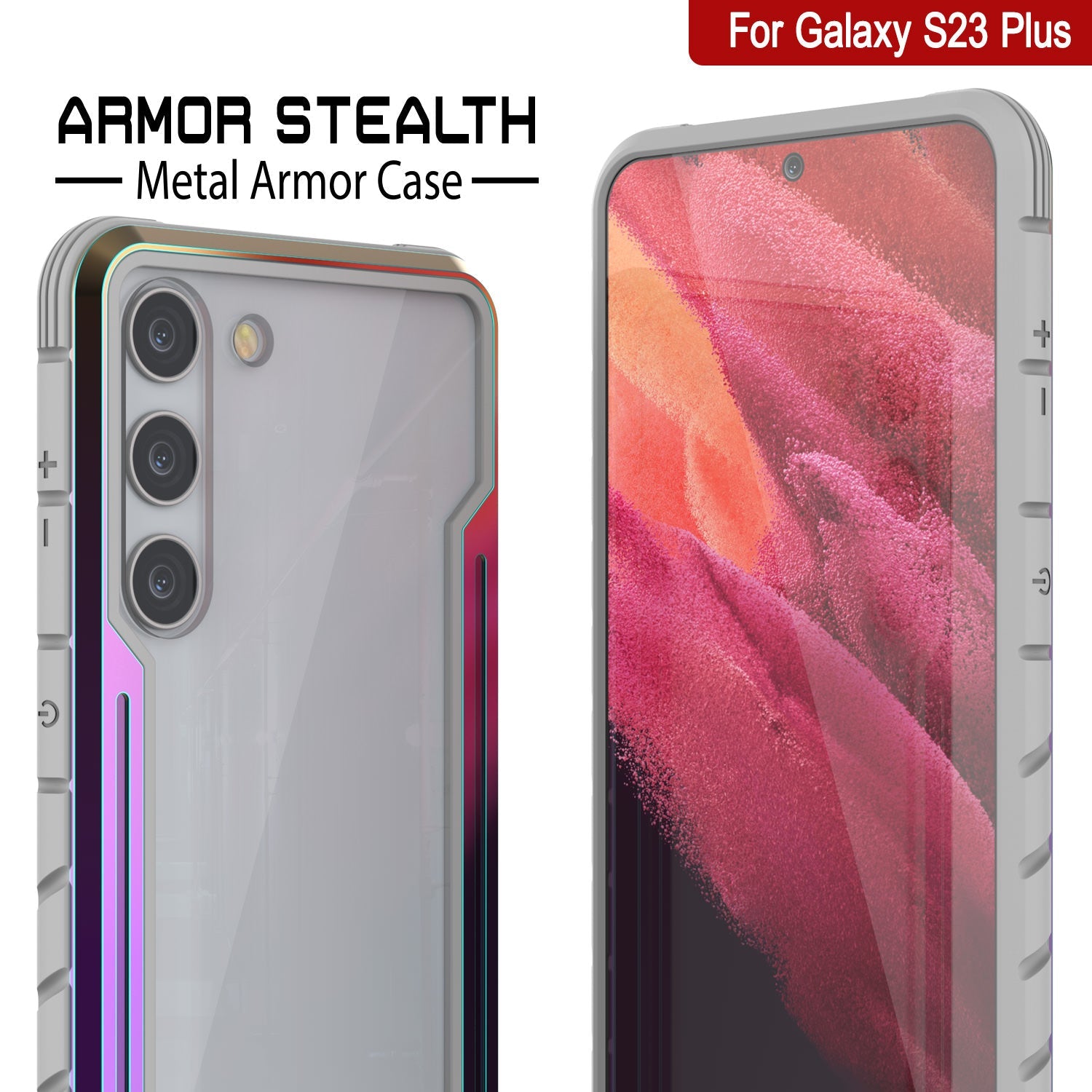 Punkcase S23+ Plus Capa de Armadura Stealth Protetora de Grau Militar Multicamada [Arco-íris]