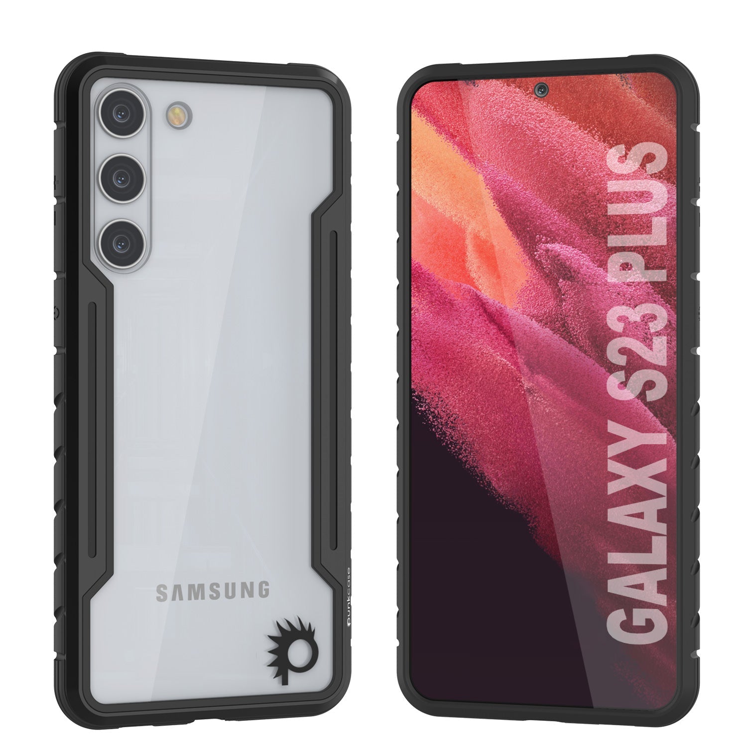Capa de proteção de armadura Stealth Punkcase S23+ Plus, de qualidade militar e cobertura multicamadas [preto]