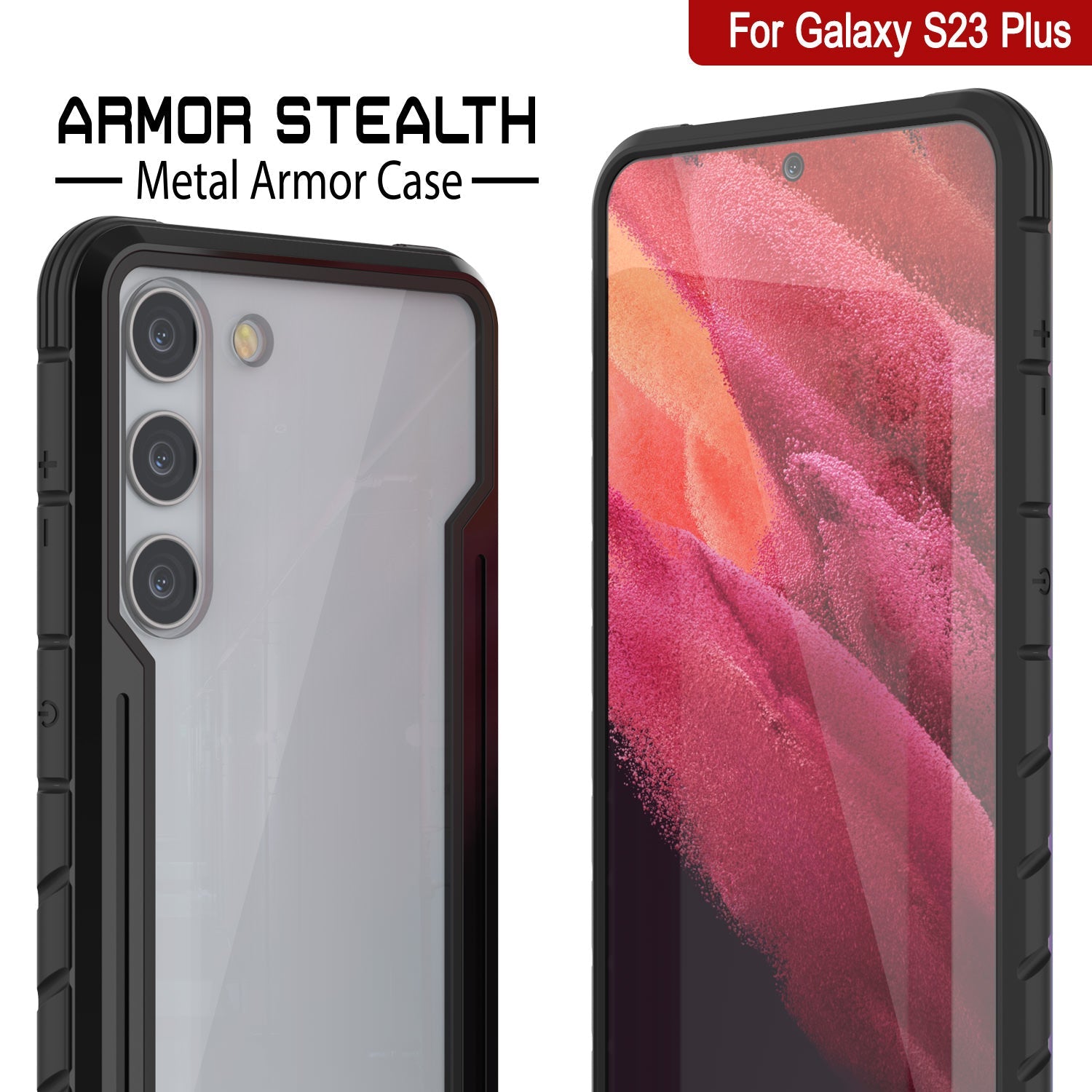 Capa de proteção de armadura Stealth Punkcase S23+ Plus, de qualidade militar e cobertura multicamadas [preto]