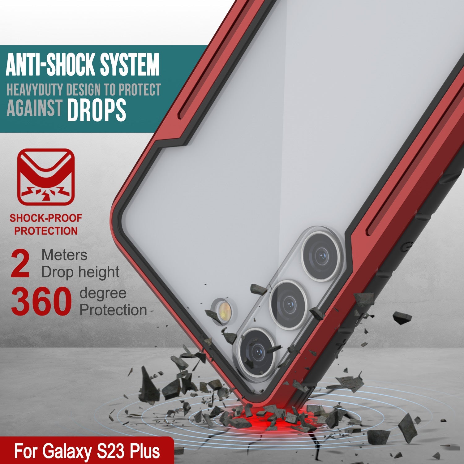 Capa de Proteção de Grau Militar Punkcase S23+ Plus Armor Stealth [Vermelho]